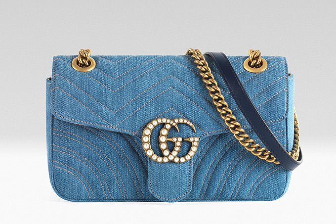 グッチから日本限定「GGマーモント」国産デニムを使用したバッグや