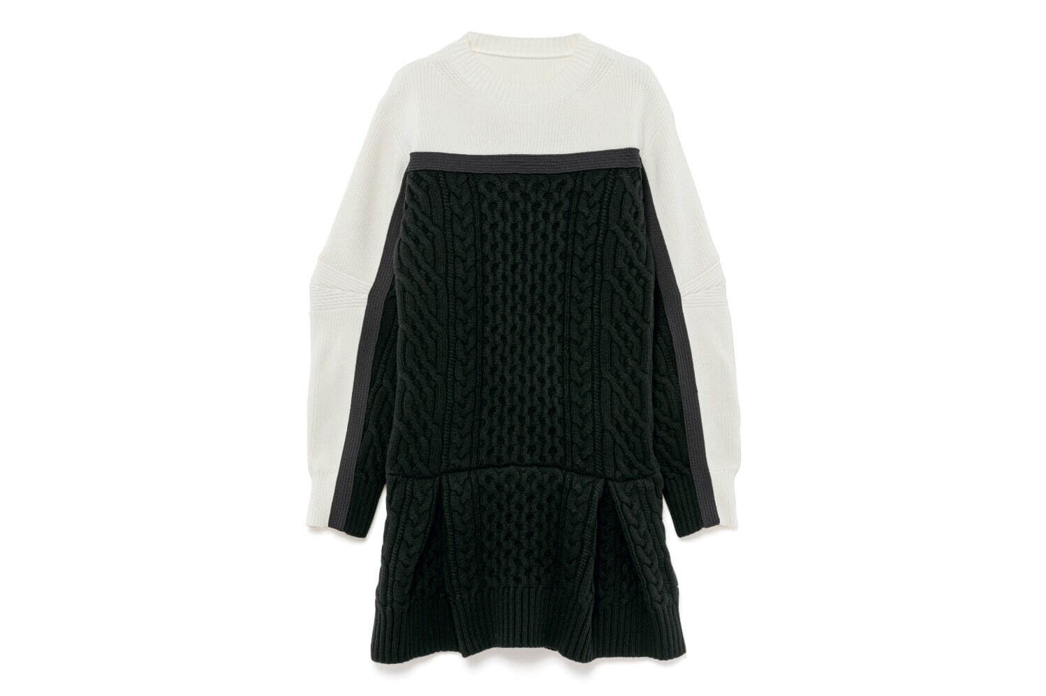 sacaiの24年クリスマスウェア、切り替えニットブルゾンやライン入り