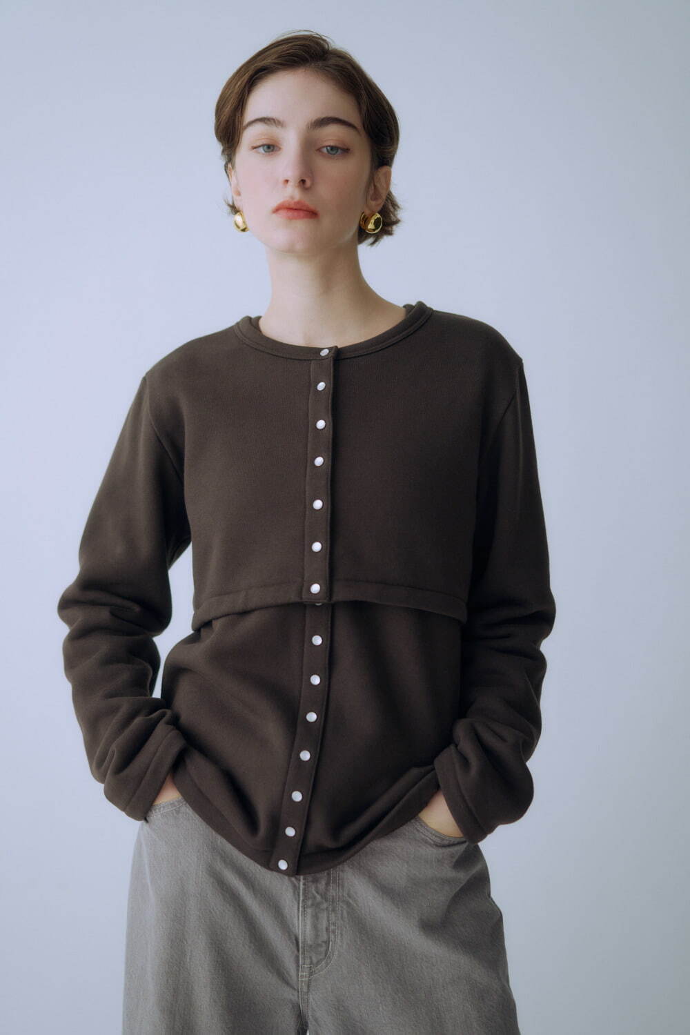 アニエスベー×アダム エ ロペのカーディガン、裏起毛の2WAY＆着こなし