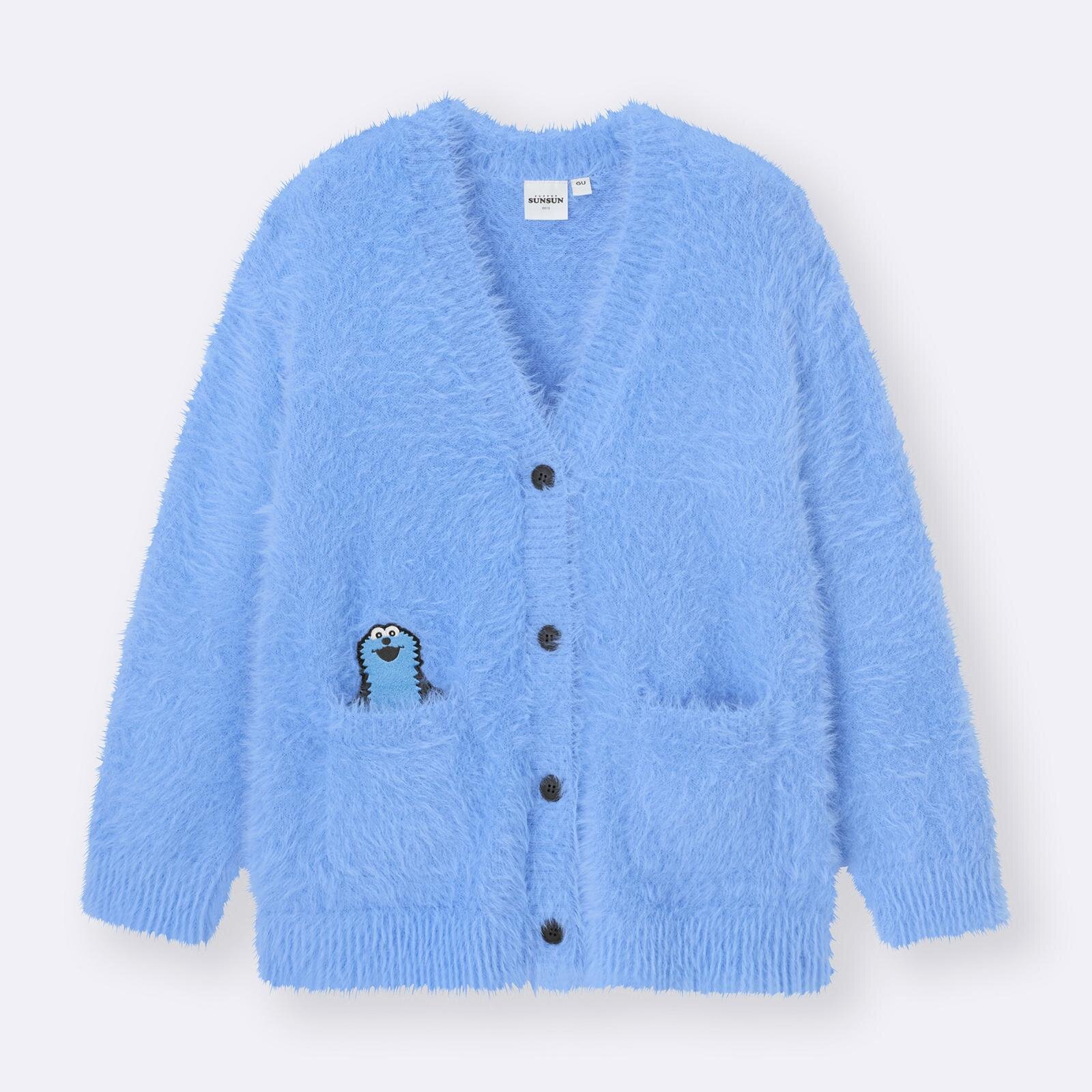 GU×パペットスンスン、ふわふわブルーのカーディガンや“スンスン