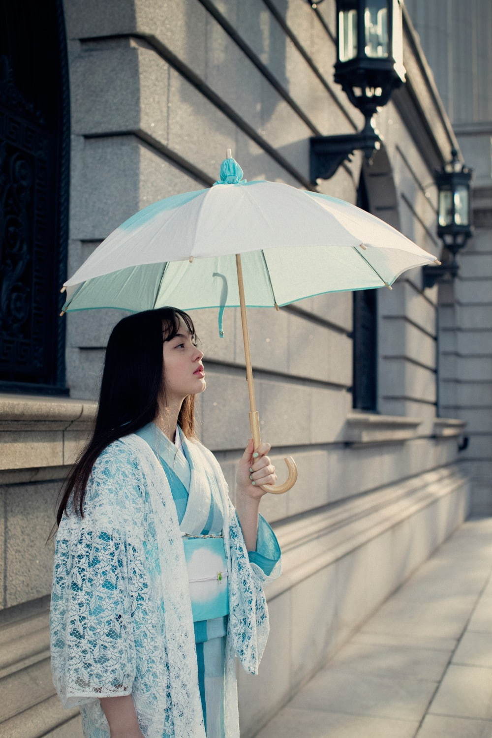 キモノ バイ ナデシコ、麻100％ストライプ柄きものや自宅で洗える