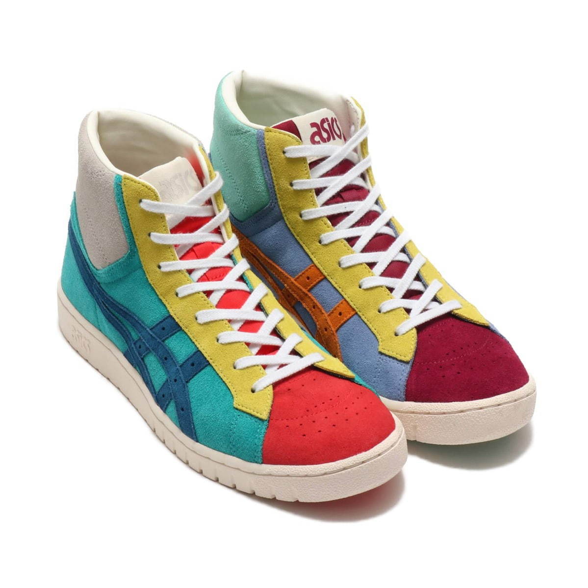 アトモス×アシックスのコラボスニーカー「GEL-PTG」左右非対称マルチ