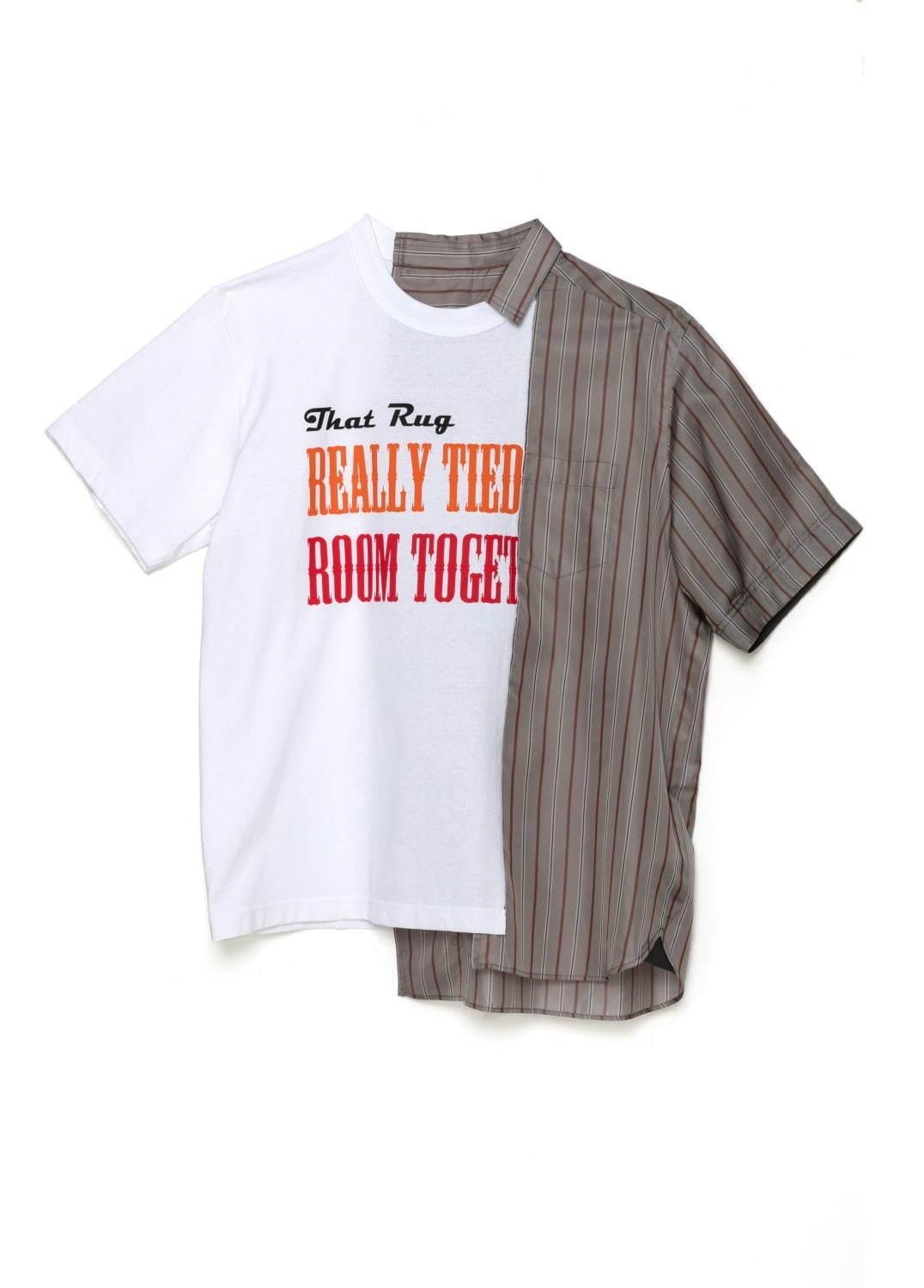 サカイ×映画『ビッグ・リボウスキ』の変形トップス、Tシャツにシャツ