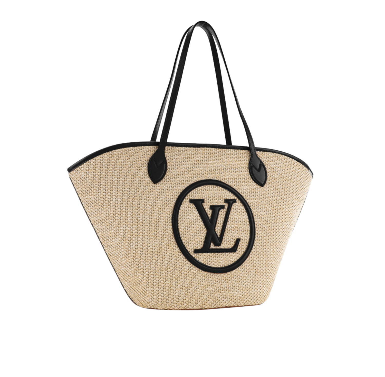 ルイ・ヴィトン“大ぶりなLVロゴパッチ”のラフィア風バッグ、ビーチ