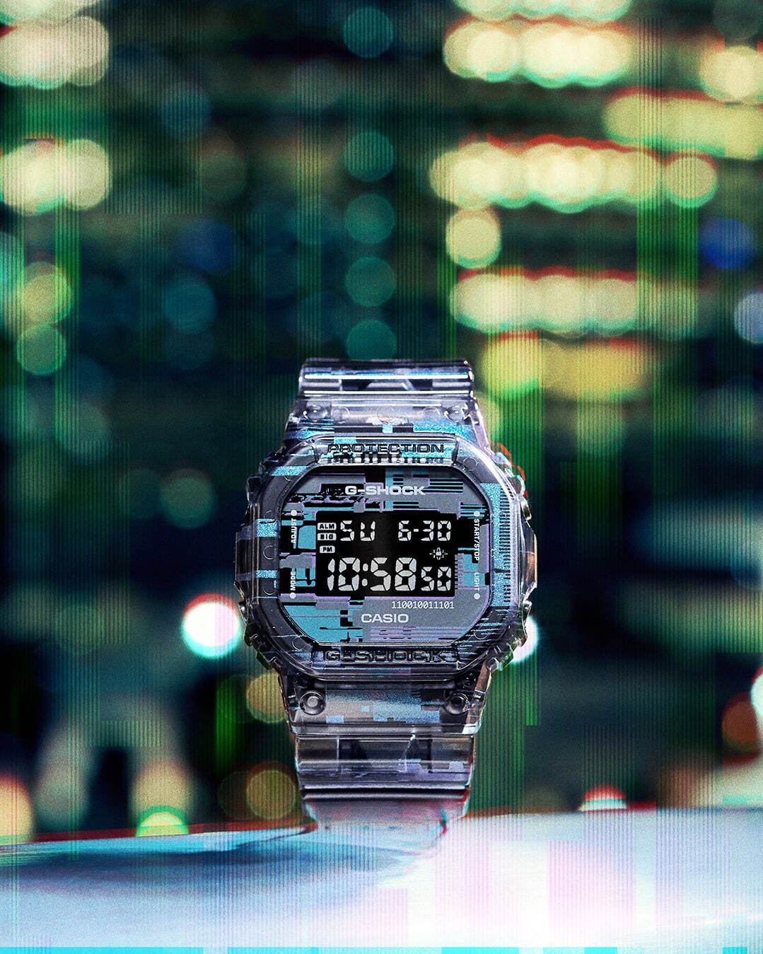 G-SHOCK、モニターのバグを全面にプリントした新作「デジタルグリッチ