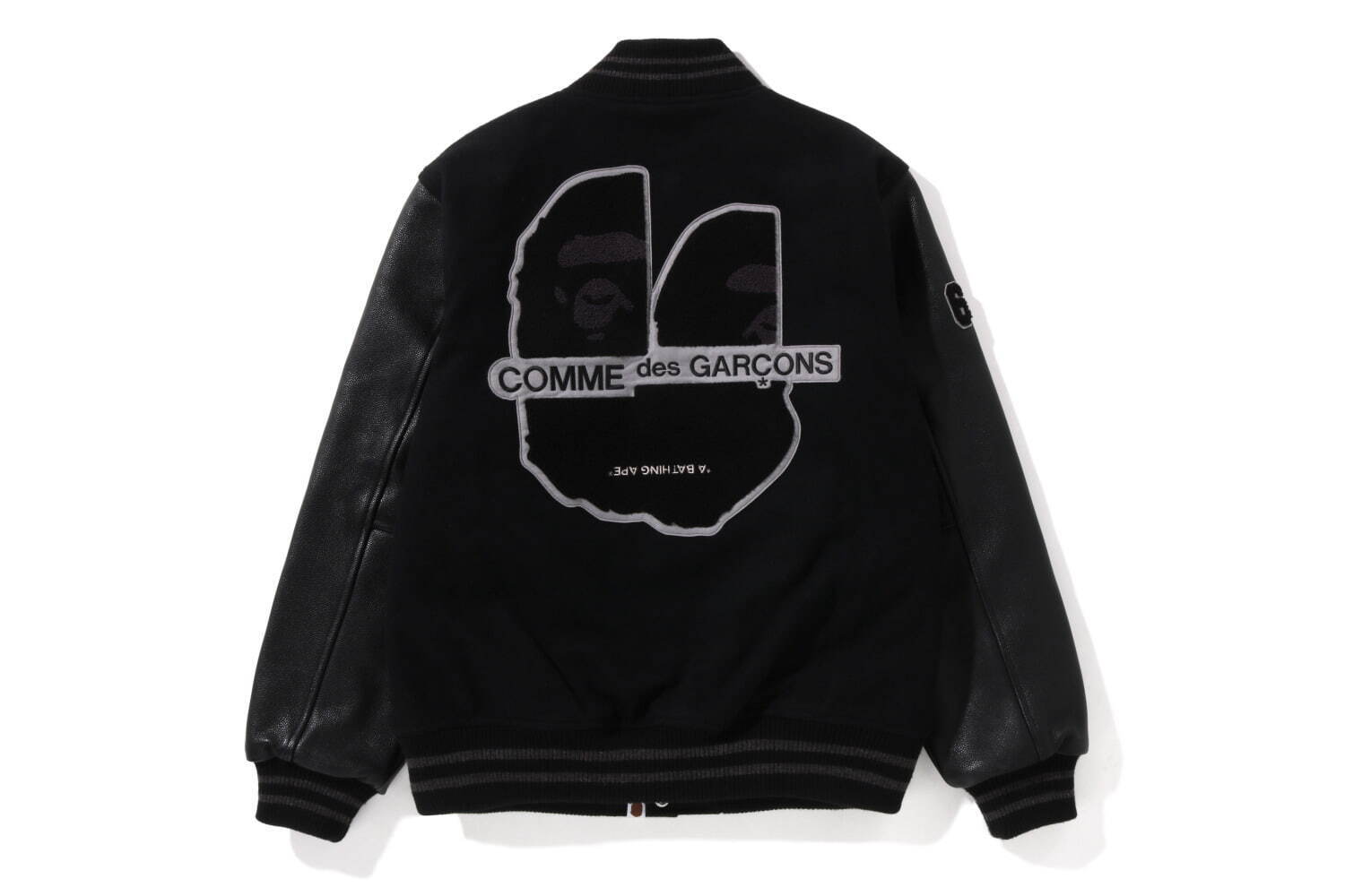 ア ベイシング エイプ×コム デ ギャルソン新作、バーシティジャケット