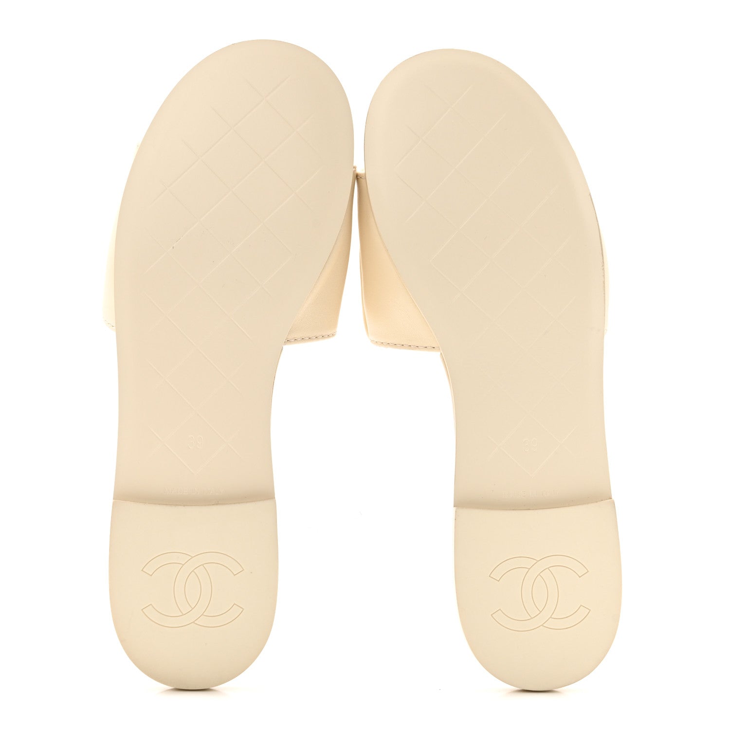 Chanel Lambskin Quilted Turnlock Flat Mules 39 Light Beige 1823420