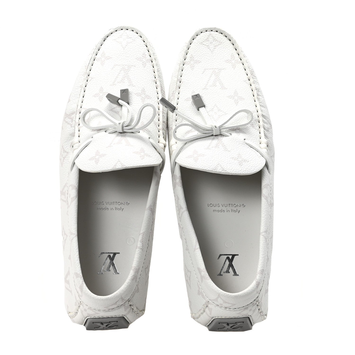 Louis Vuitton Monogram LV Driver Moccasin Loafers 7.5 White