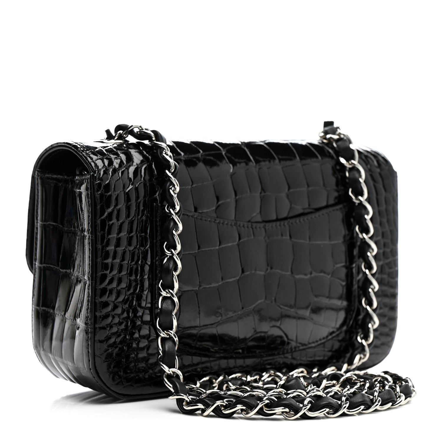 Chanel Shiny Alligator Mini Rectangular Flap Black 1779381