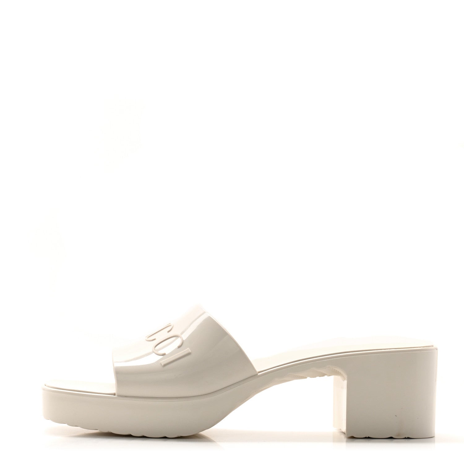 Gucci Rubber Gucci Logo Womens Platform 20/60mm Slide Sandals 42