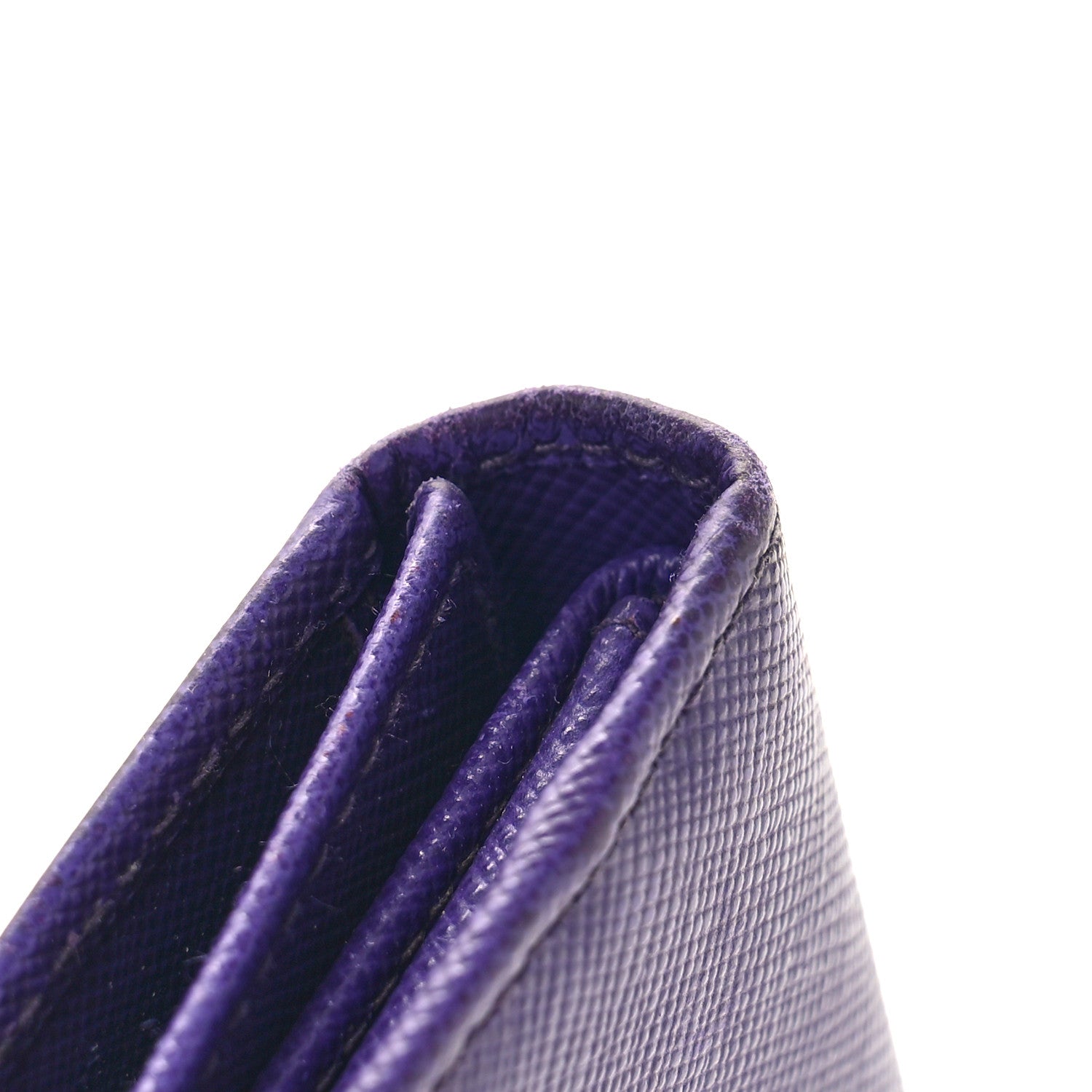 Prada Saffiano Metal Tri-Fold Compact Wallet Viola 1405967