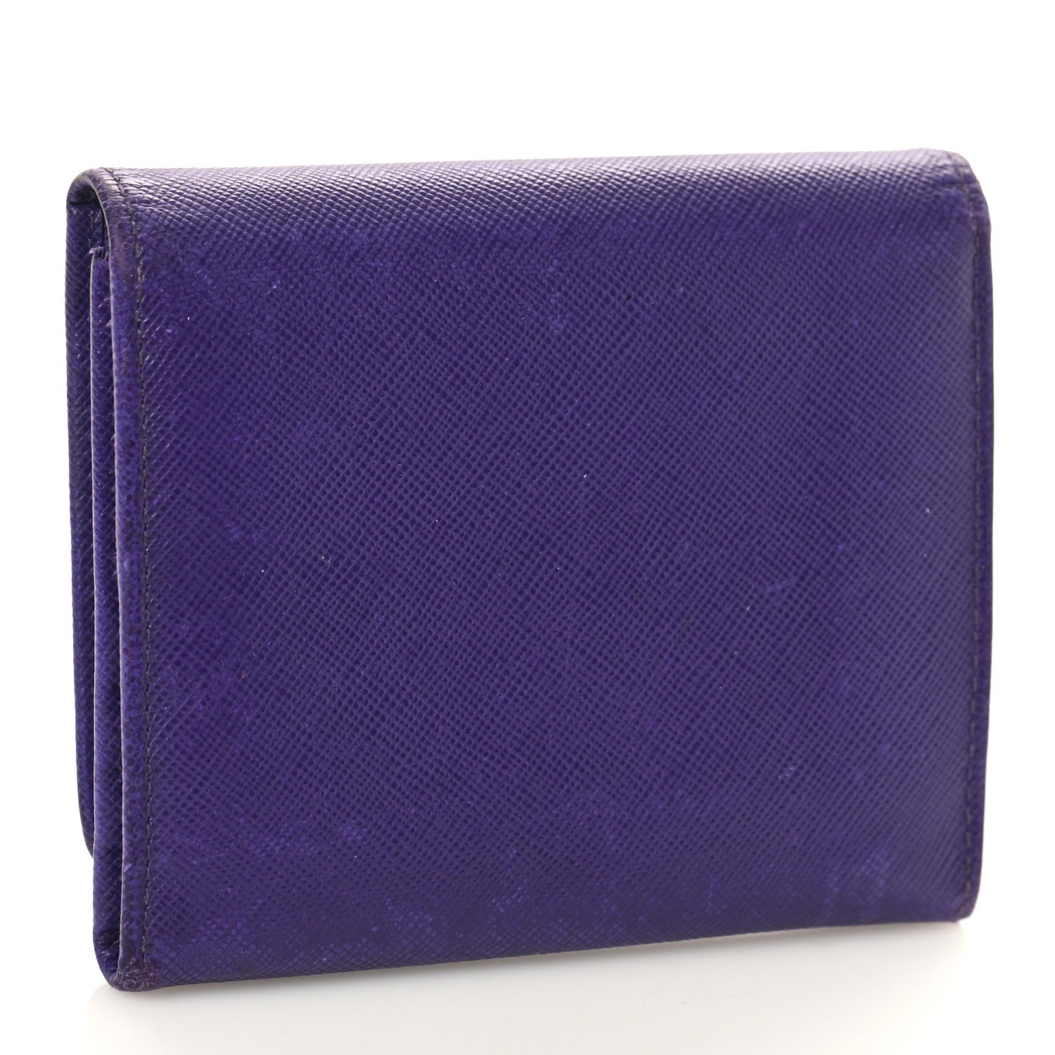 Prada Saffiano Metal Tri-Fold Compact Wallet Viola 1405967
