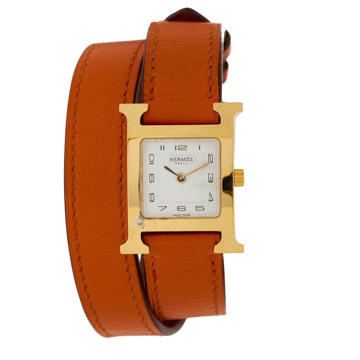 Hermes Stainless Steel Swift 21mm Heure H Hour Double Tour Quartz