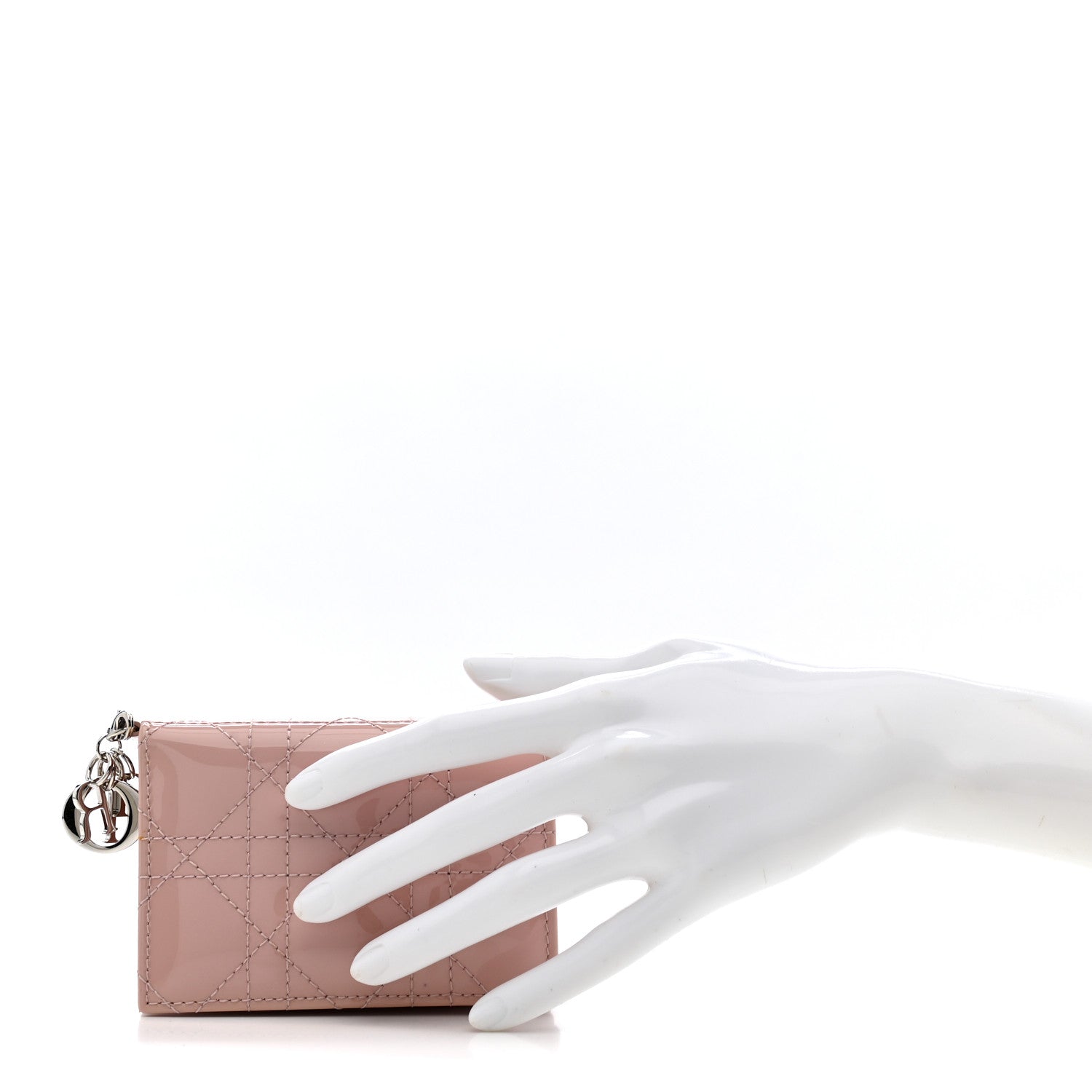 Christian Dior Patent Cannage Lady Dior Bloom Card Holder Rose