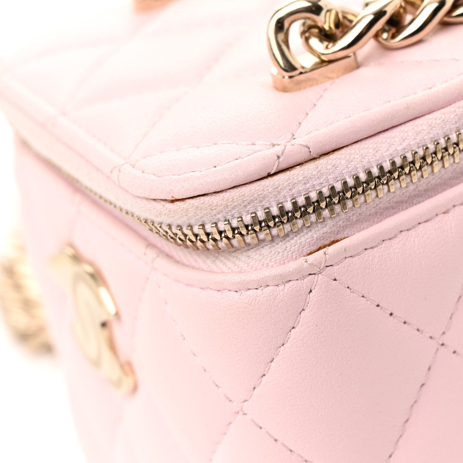 Chanel Lambskin Quilted Enamel Coco Mini Vanity Case With Chain