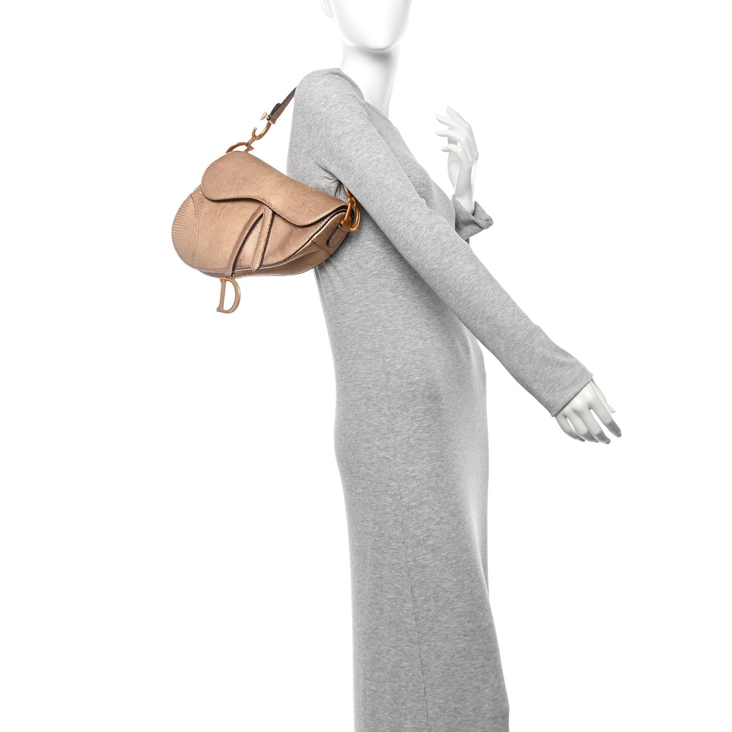 Christian Dior Metallic Lizard Saddle Bag Gold 1754817 – FASHIONPHILE