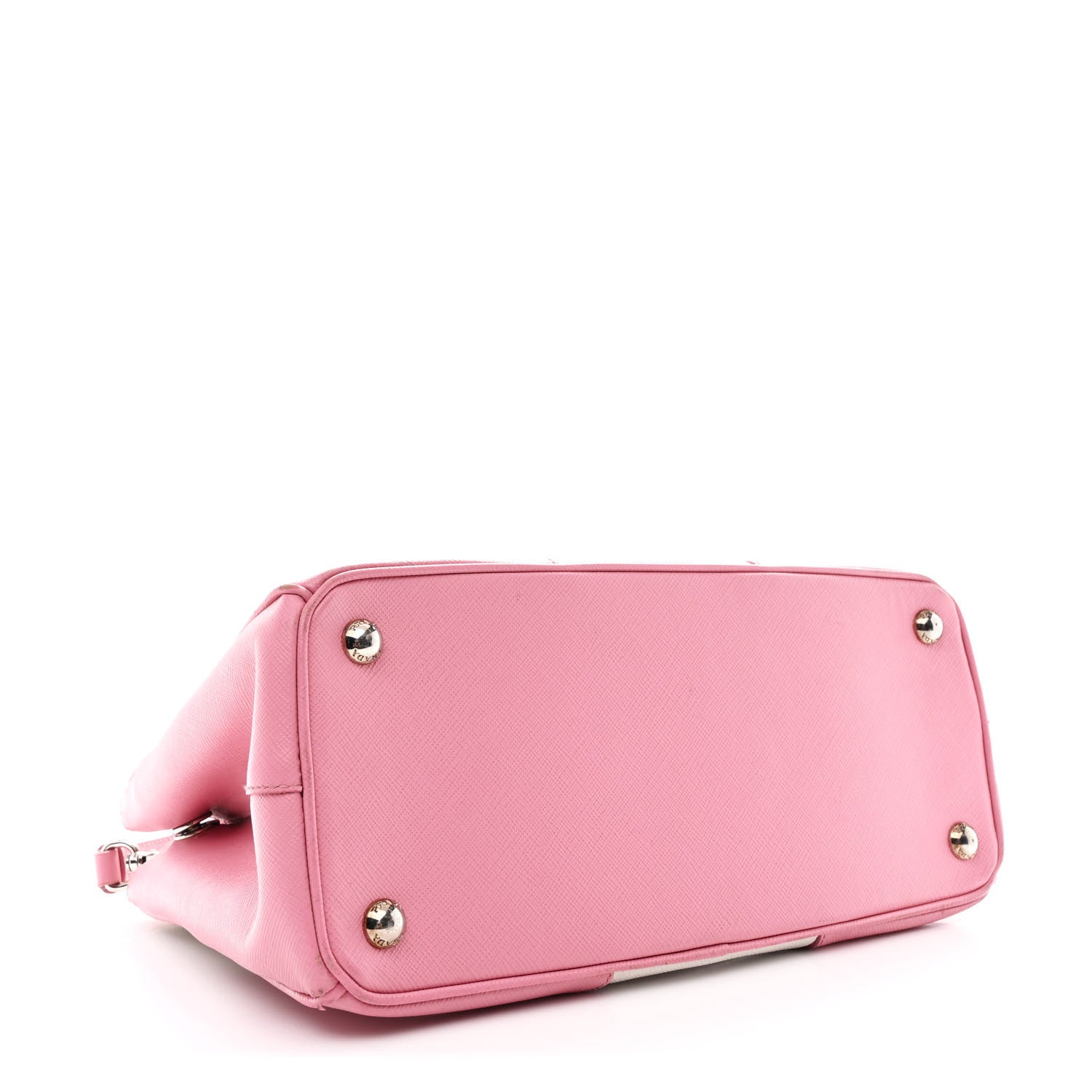 Prada Saffiano Lux Small Bi-Color Galleria Double Zip Tote White