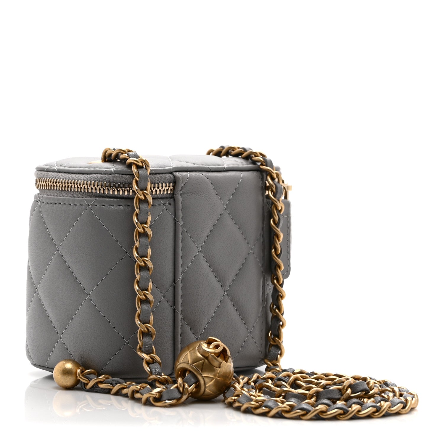 Chanel Lambskin Quilted Pearl Crush Mini Vanity Case With Chain