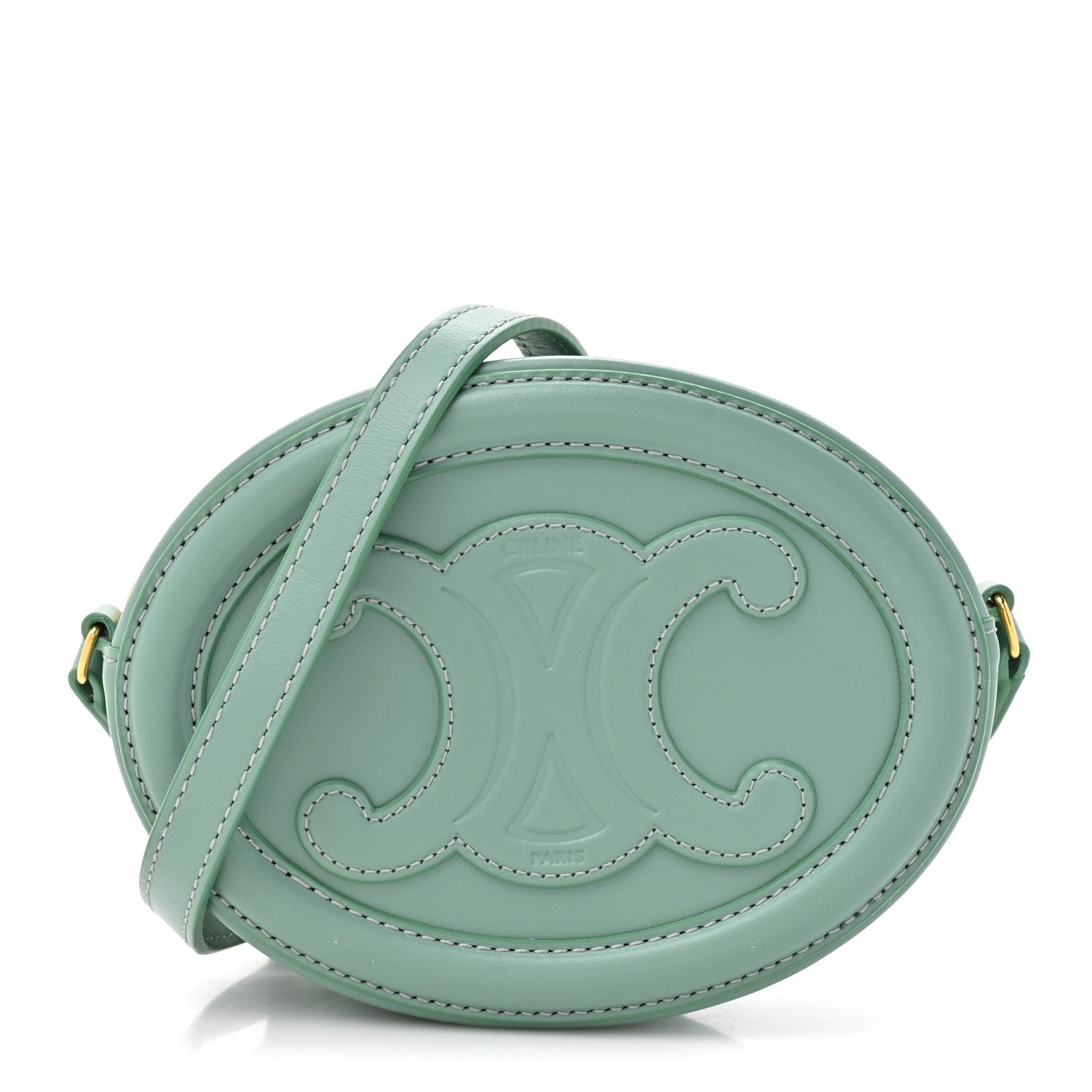 Celine Smooth Calfskin Cuir Small Triomphe Oval Crossbody Purse