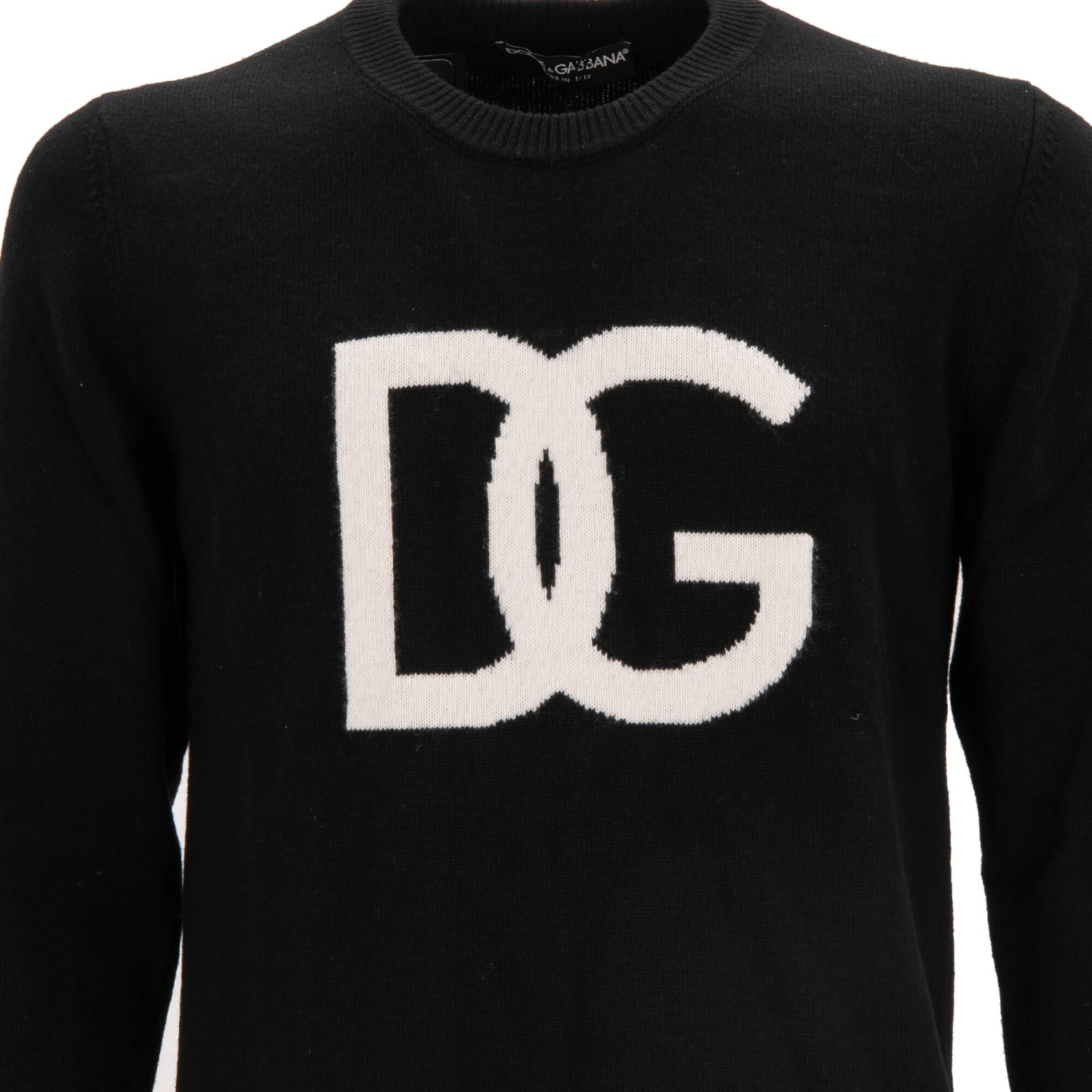 DOLCE & GABBANA DG Logo Virgin Wool Sweater Sweatshirt Black White