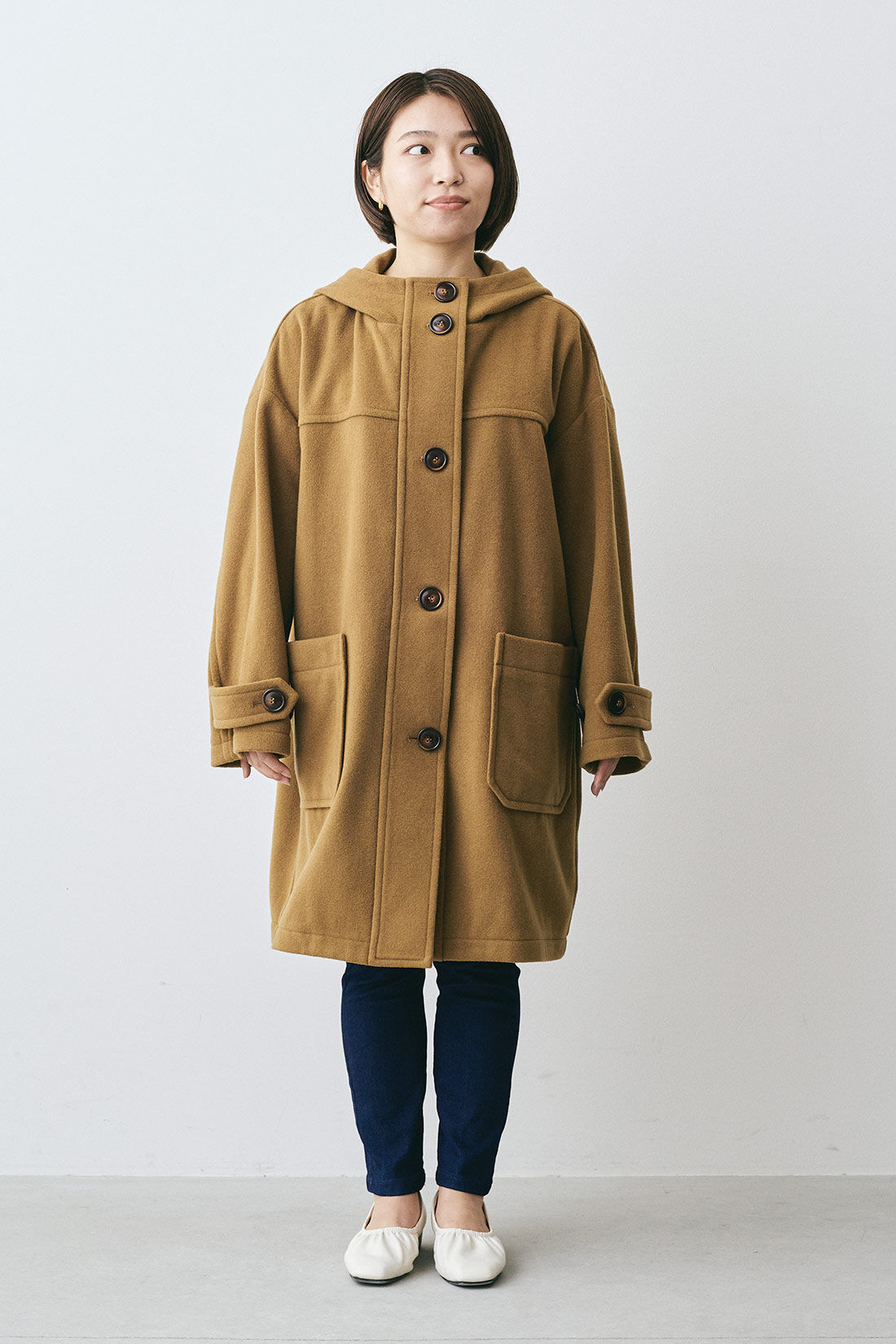 MEDE19F イタリアンウールモッサのダッフルコート〈キャメル〉｜Real