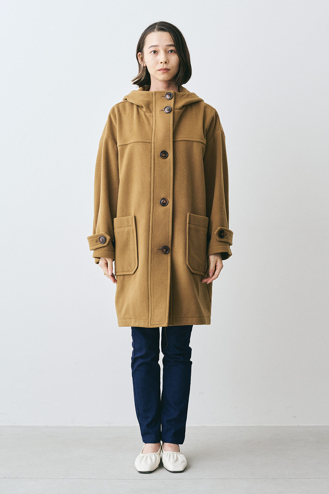 MEDE19F イタリアンウールモッサのダッフルコート〈ブラウン〉｜Real