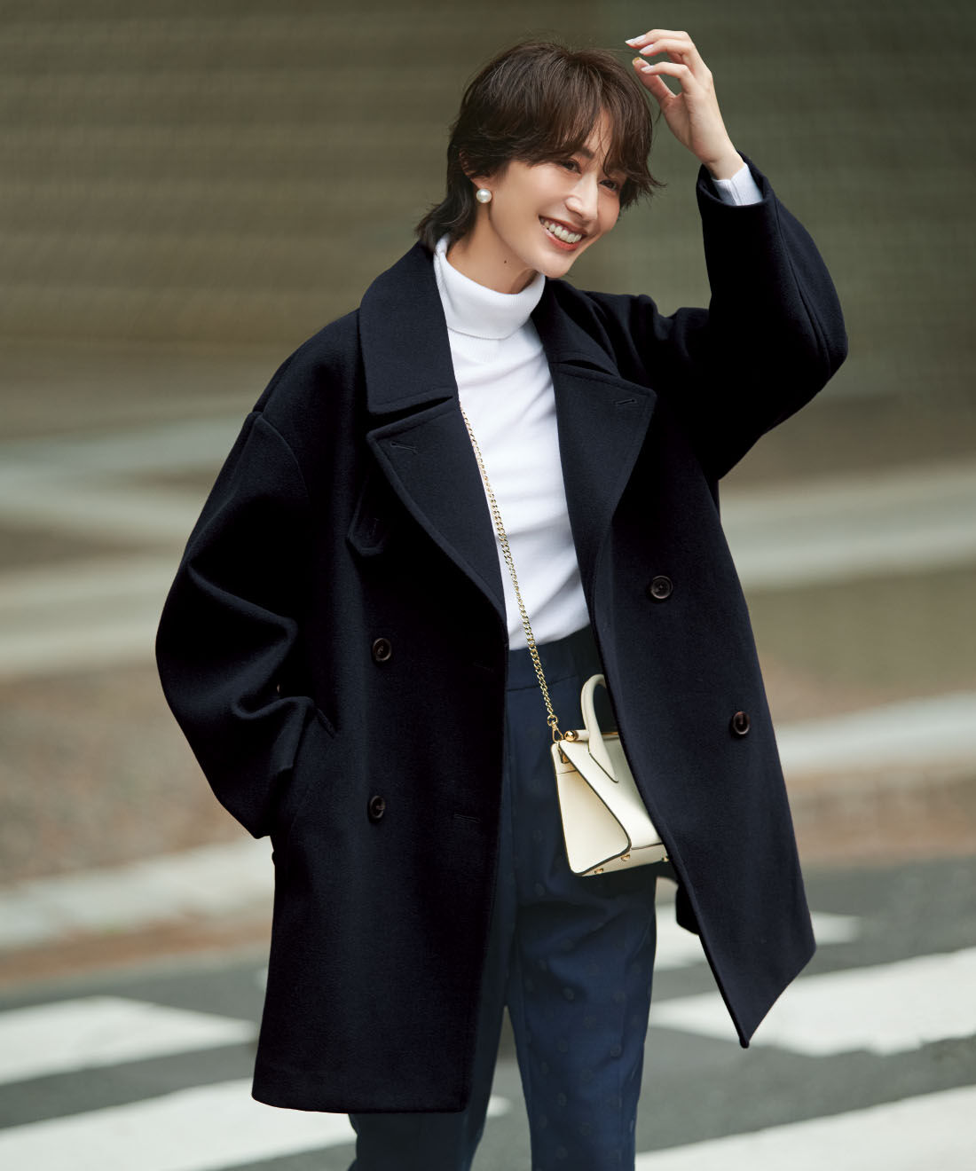 美品】ディセンダント ピーコート Pコート メルトン 襟ファー 1