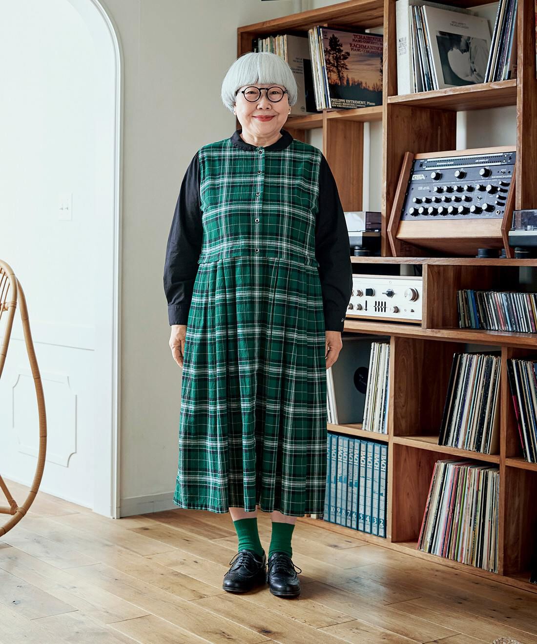 サニークラウズ feat. bonpon ponさんの常緑チェックワンピース