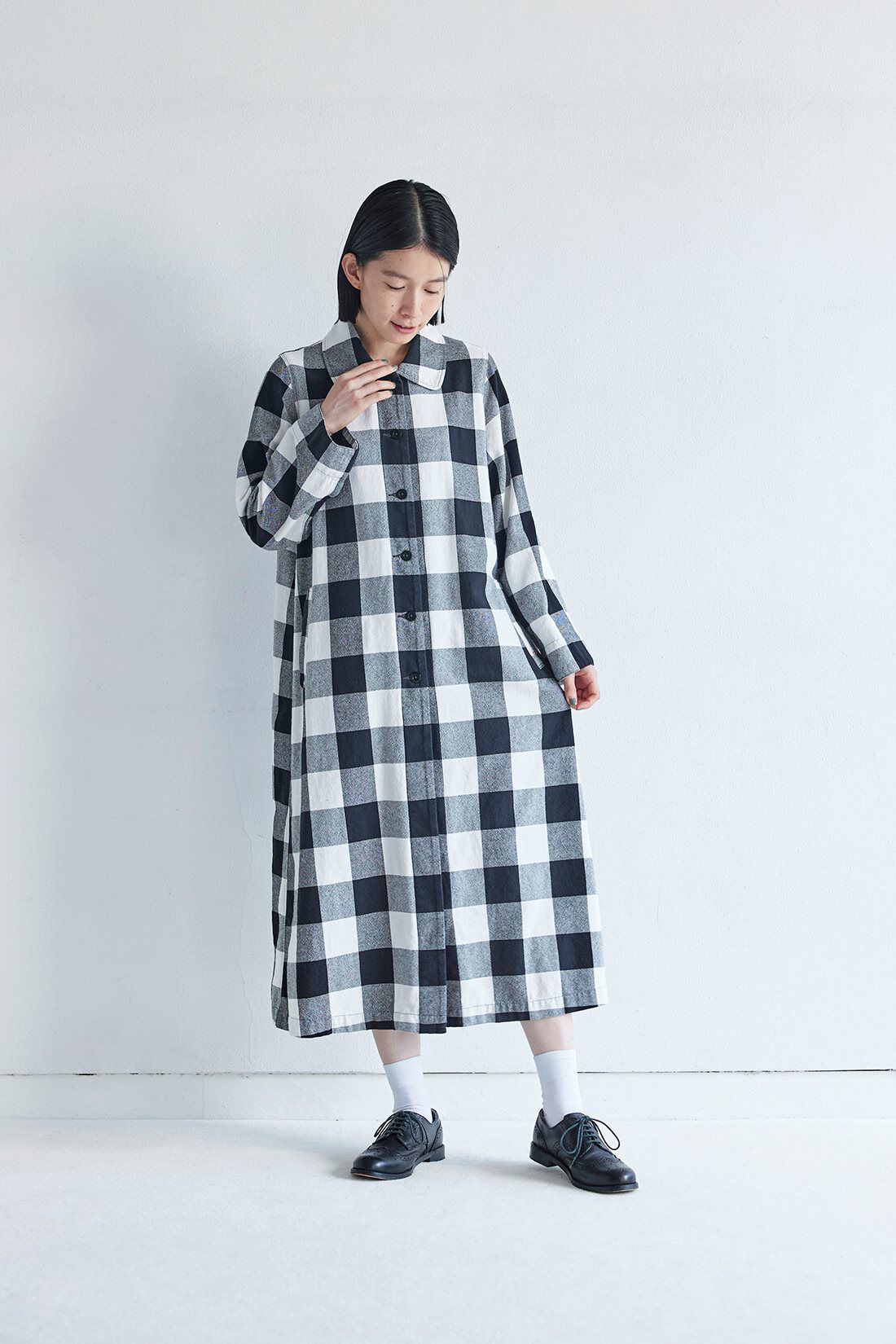 サニークラウズ feat. bonpon ponさんのチェックなコートワンピース