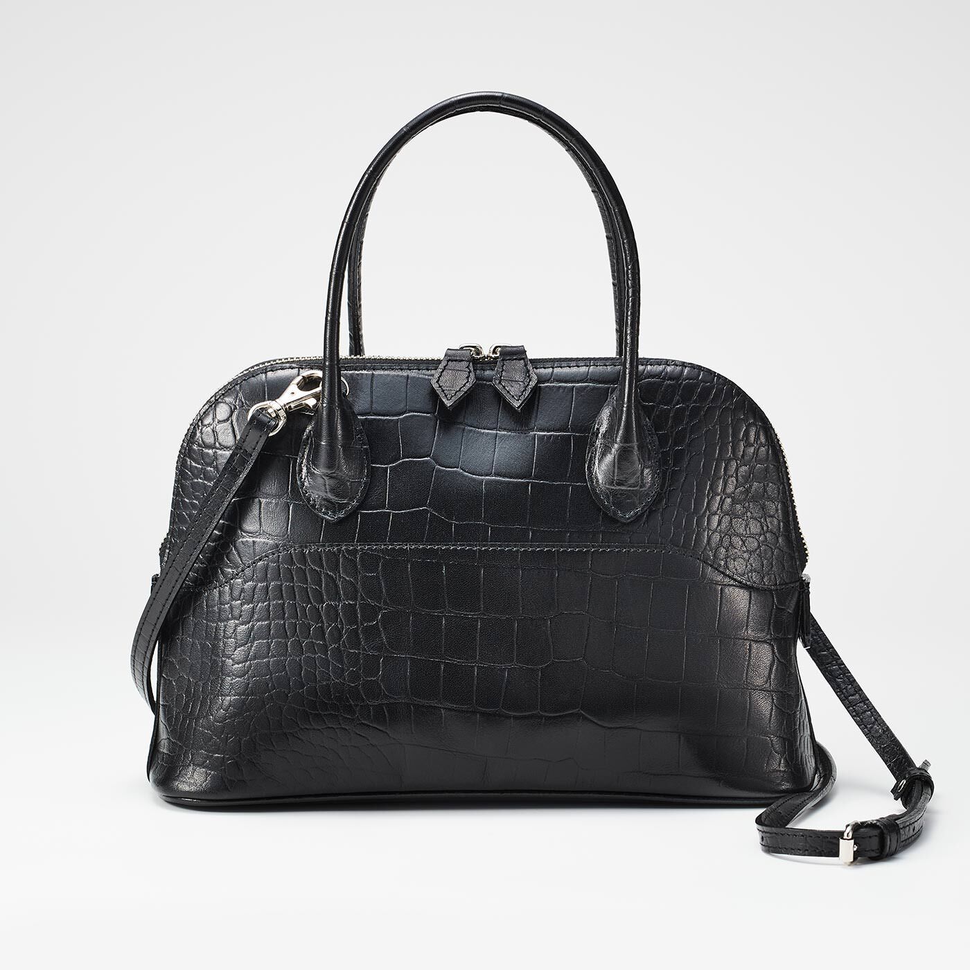 LX 大人女性の理想を込めた 本革クロコ型押しブガッティバッグ