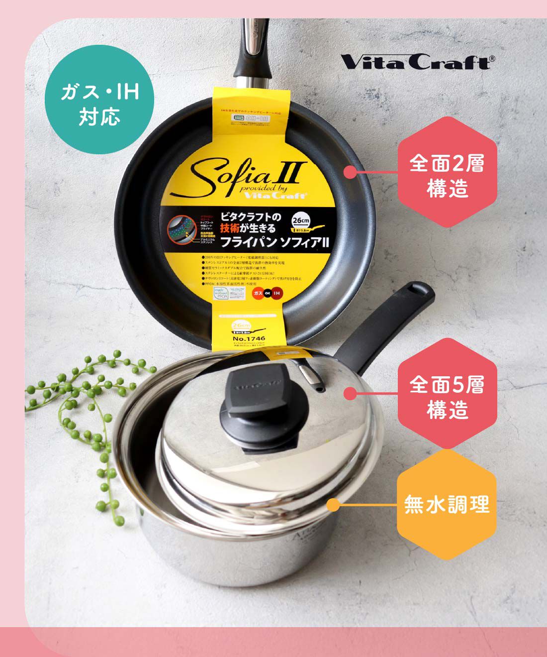 ビタクラフト フライパン〈26cm〉と片手鍋〈17cm〉セット 福袋