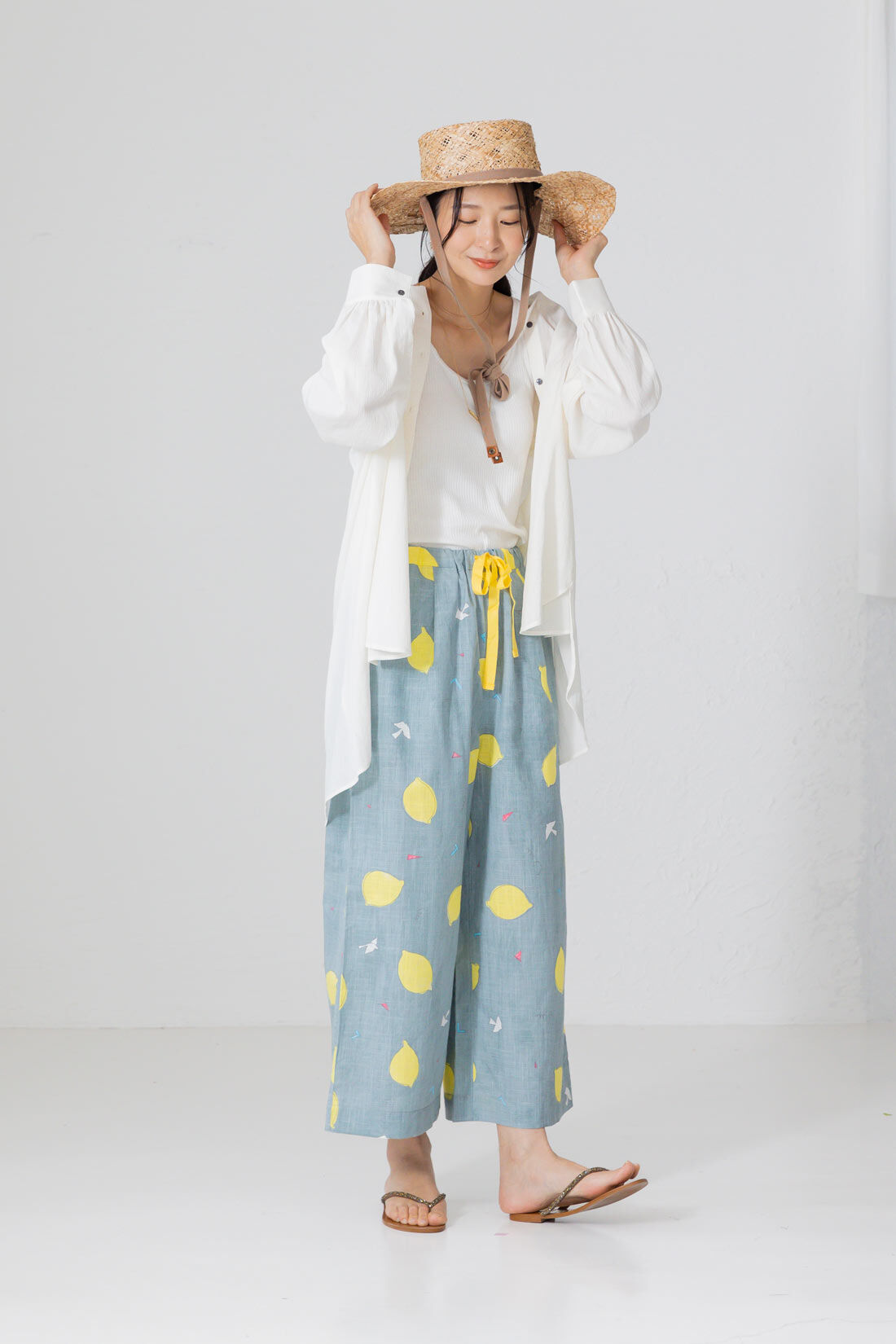 Subikiawa食器店さんとつくったレモン柄のガウチョパンツ