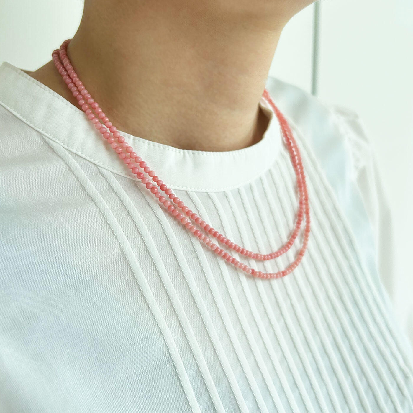 LX[フェリシモルクス] 愛と調和の輝き ピンク珊瑚2連ネックレス