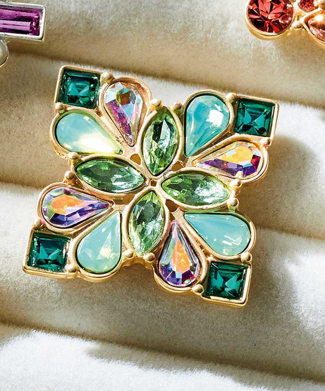 多色ストーンの幾何学ブローチ 楽天市場】カラーストーン（ブローチ