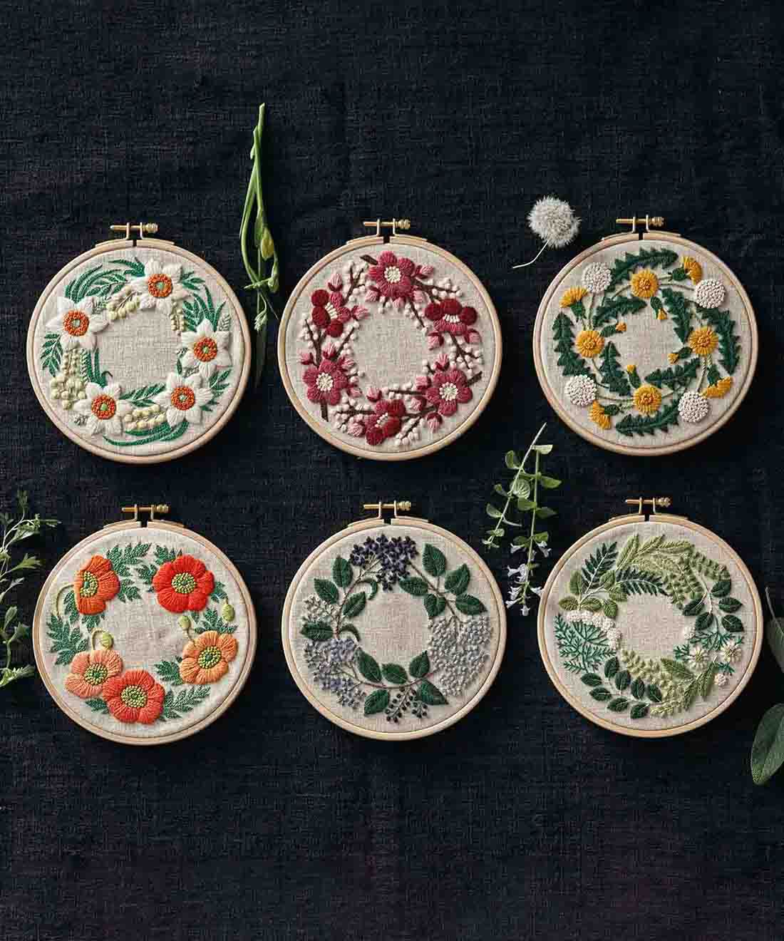 クチュリエ限定】樋口愉美子さんが描く 12ヵ月のボタニカルリース刺繍