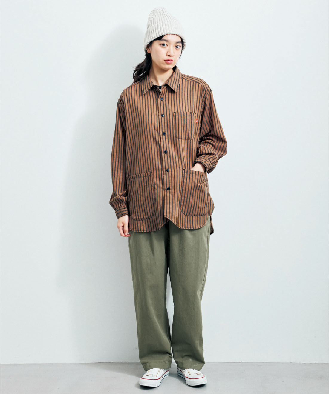 手描きのプロWHW！と作ったワークシャツ〈ブラウンストライプ