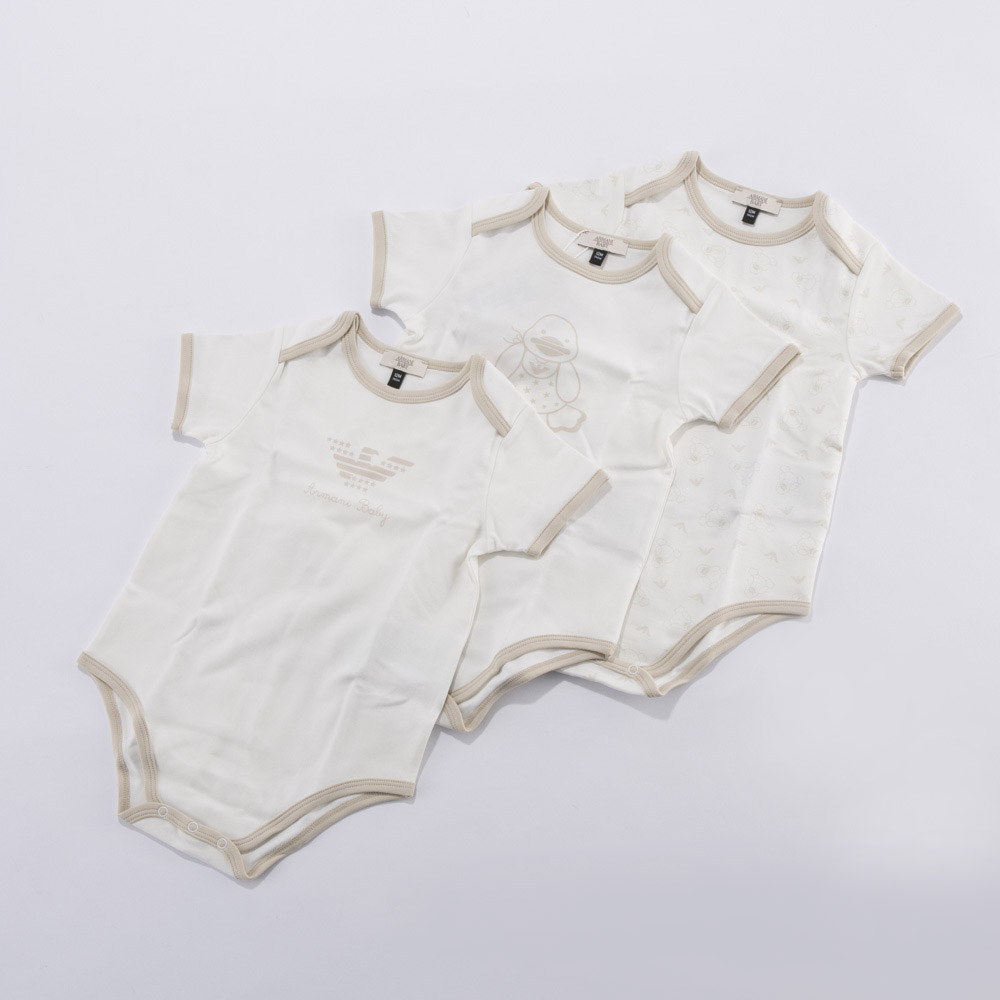 アルマーニ ベビー ARMANI BABY 半袖ロンパース 3Pセット 6YHV12