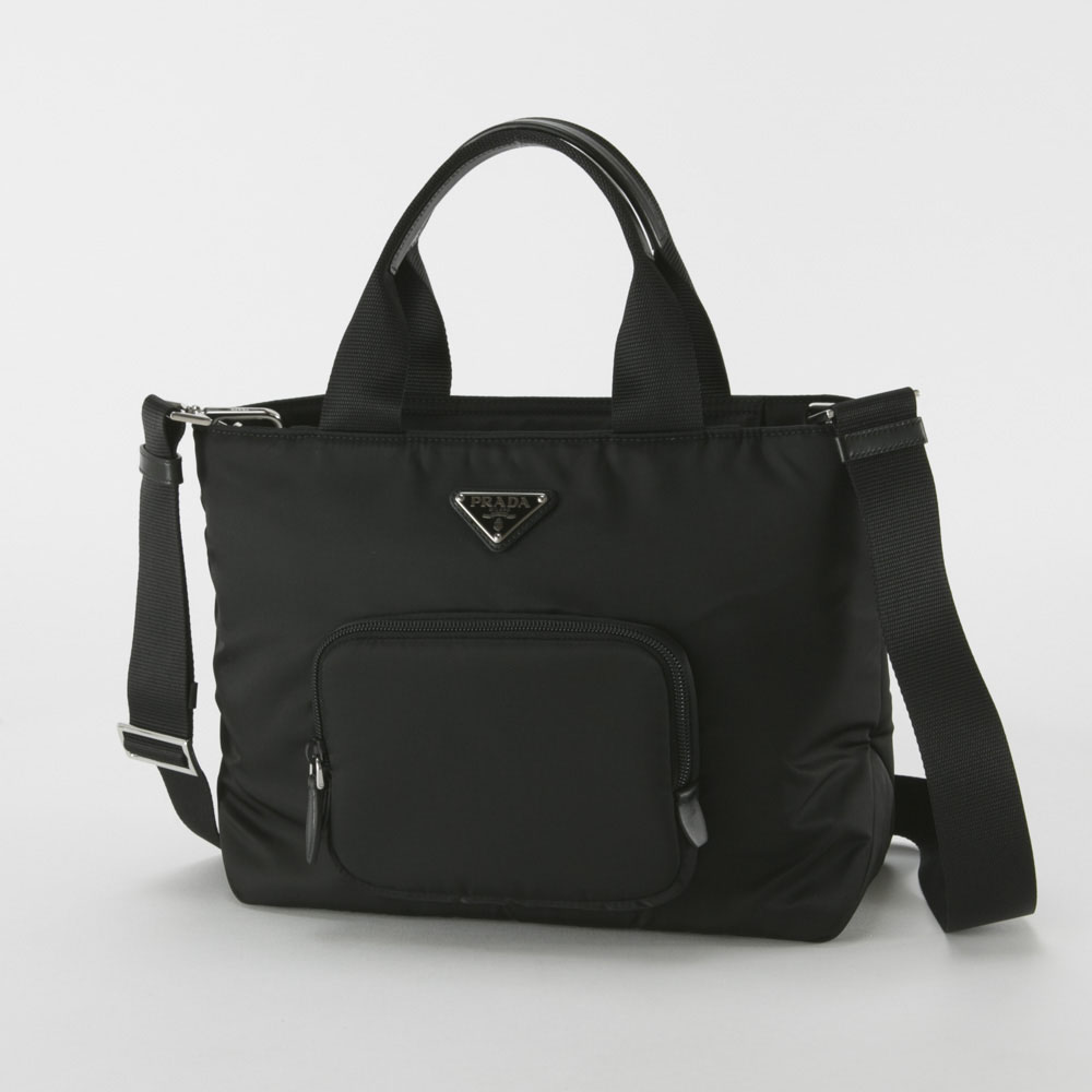 プラダ PRADA ReNylon前ポケ付ハンドバッグ/NERO 1BG354-RV44-OOO