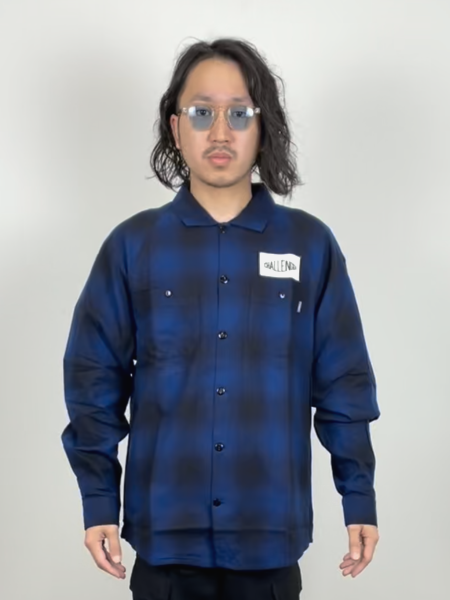 CHALLENGER / L/S CHECK WORK SHIRT -Navy-