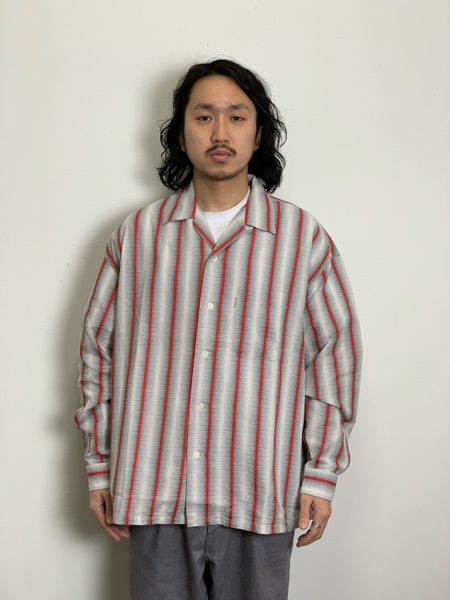 COOTIE / Snake Stripe Open-Neck L/S Shirt -Stripe-