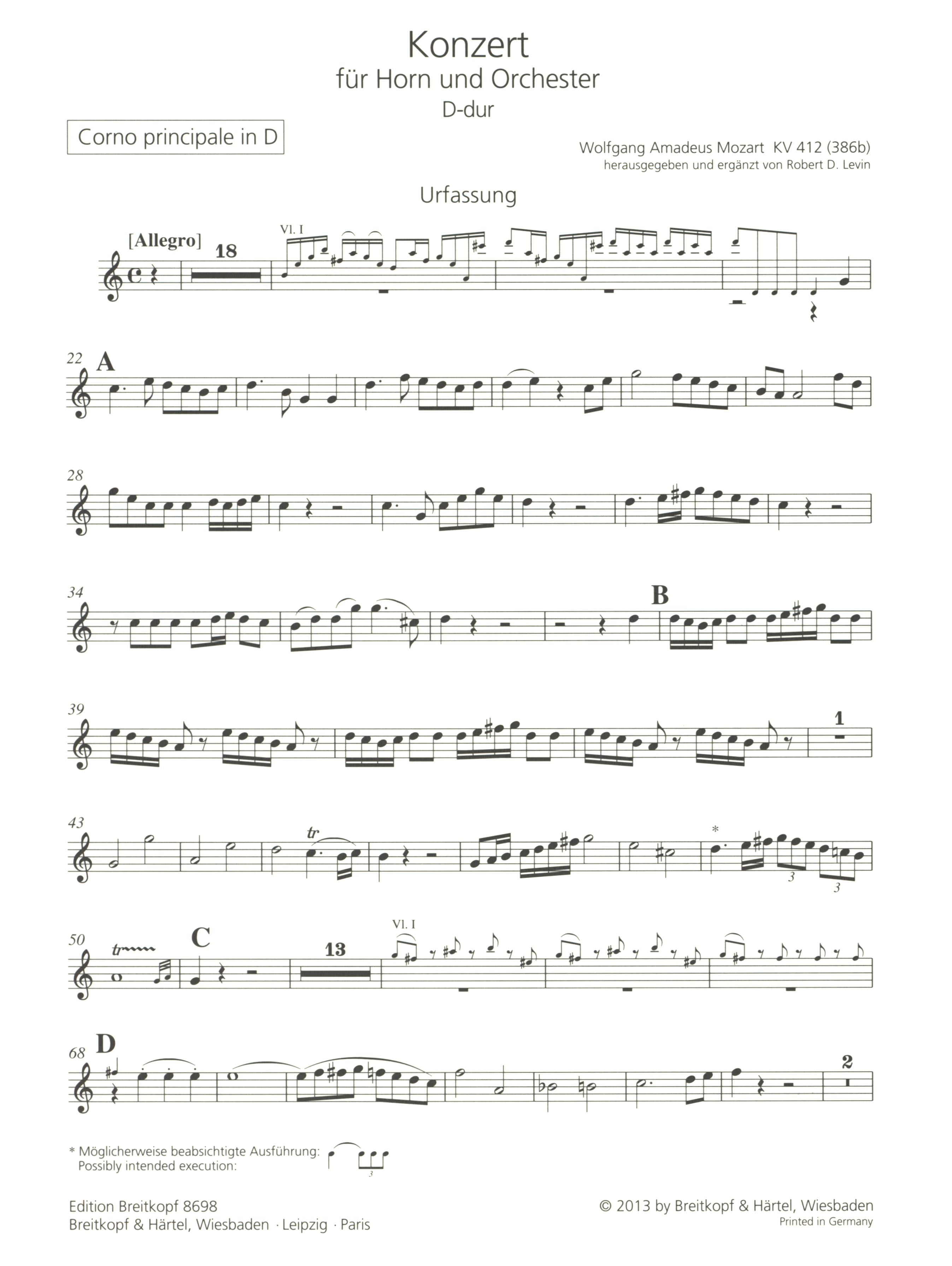 Mozart: Horn Concerto No. 1 in D Major, K. 412/514 (386b) – Ficks