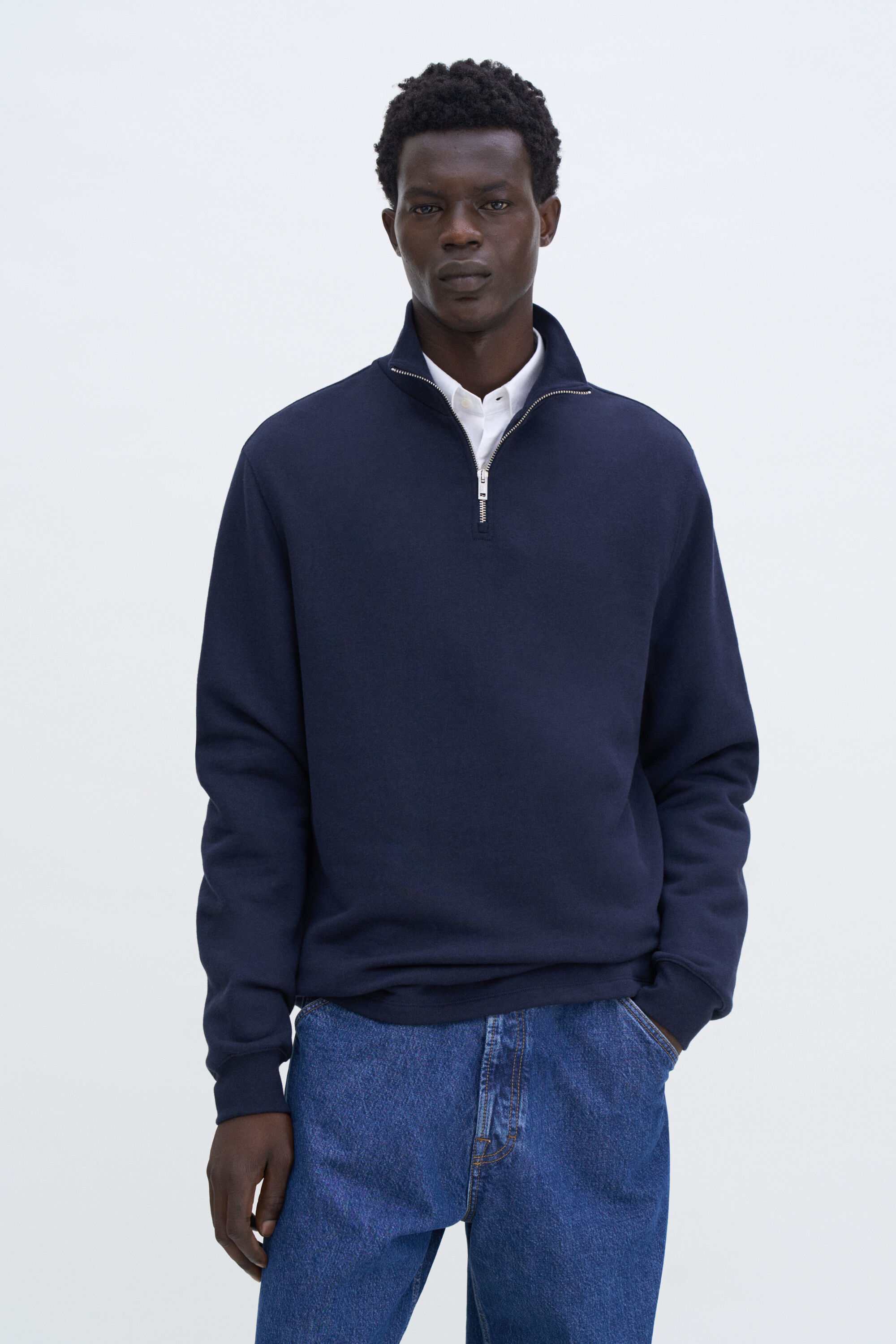 Half Zip Sweatshirt - Navy | FILIPPA K