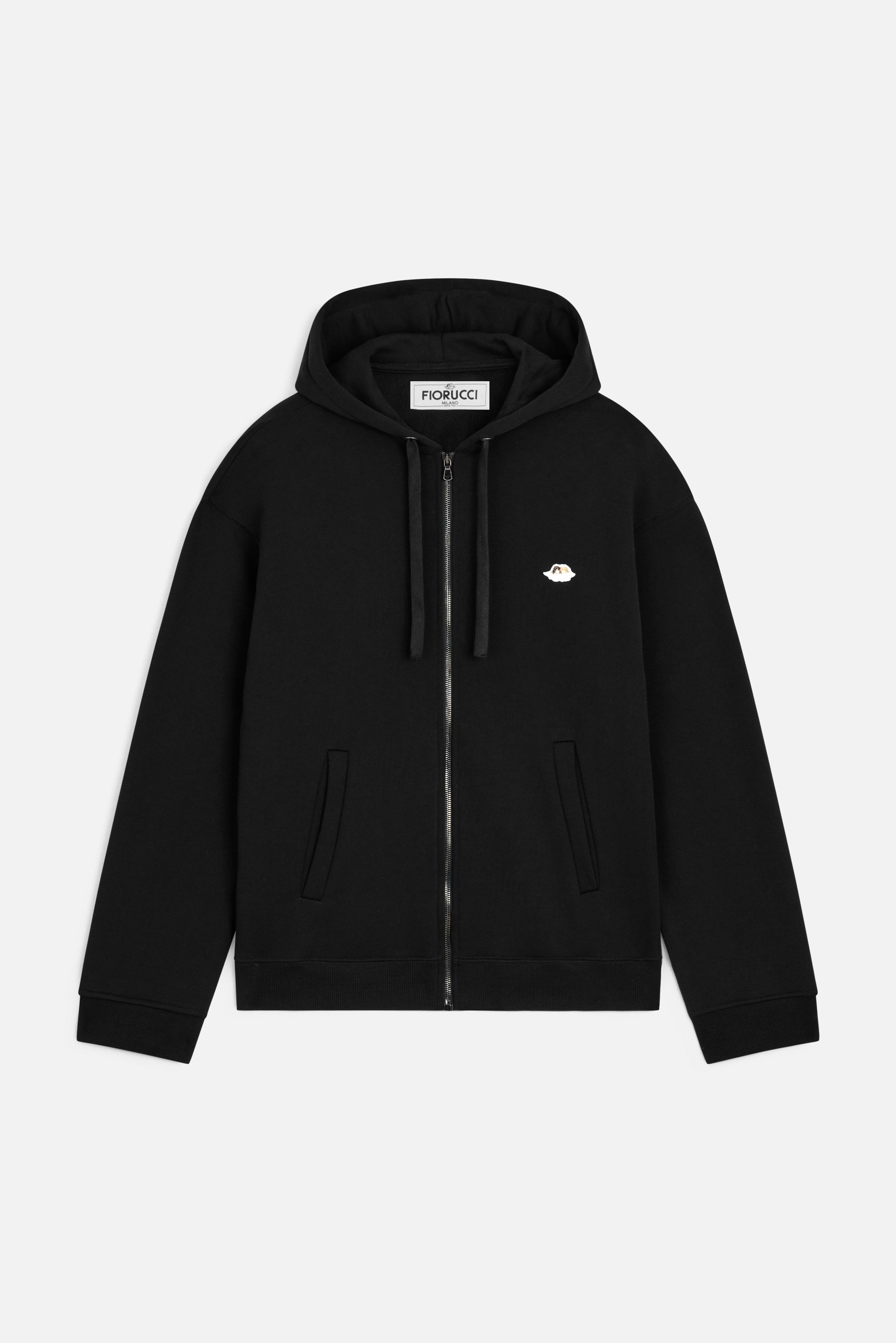 Angels Patch Zip-Up Regular Hoodie Black | Fiorucci