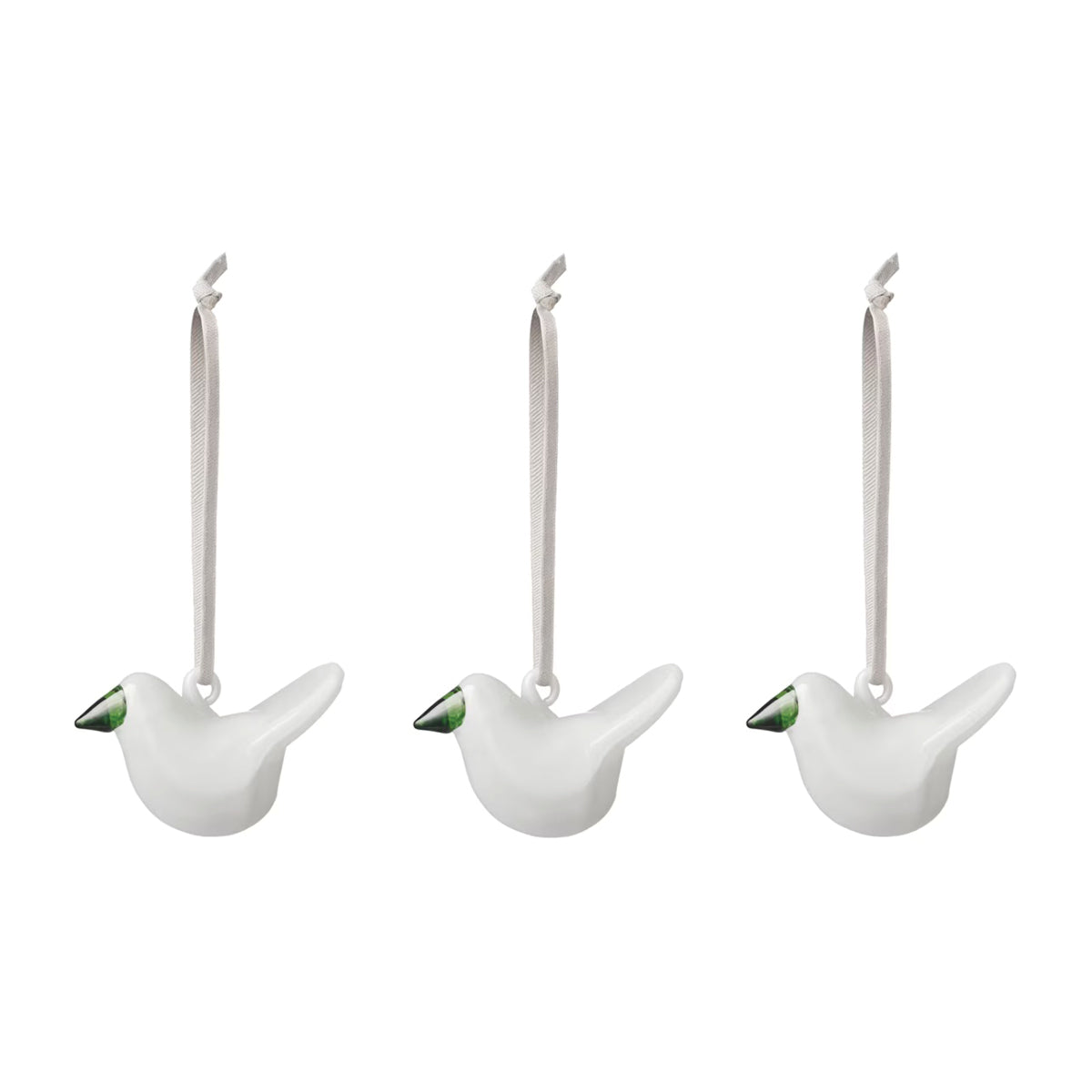 Birds by Toikka Mini Glass Bird Ornament Set of Three - White
