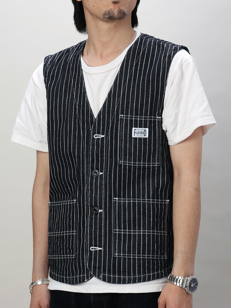 10oz ウォバッシュデニム ワークベスト FN-MVD-702 | THE FLAT HEAD