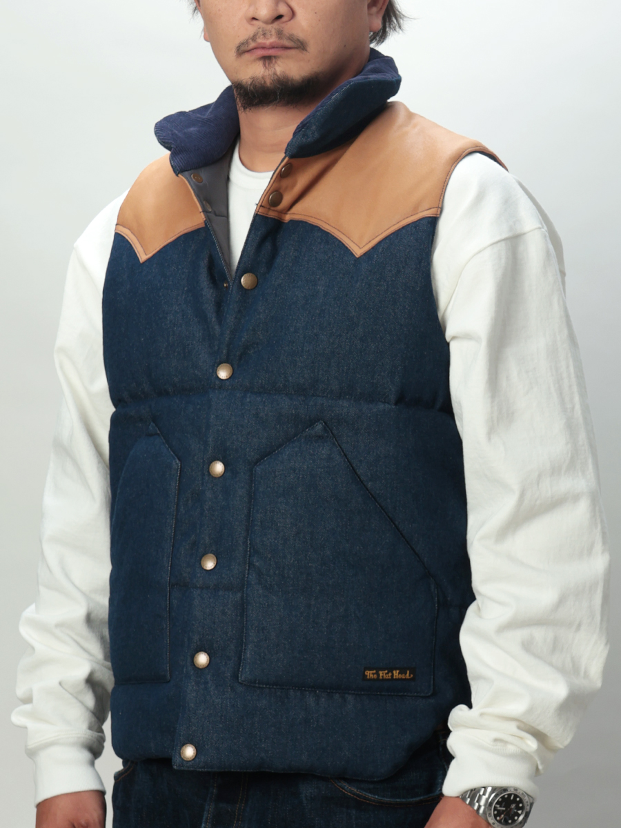 12.5oz デニムパフベスト FN-OJ-DPV001 | THE FLAT HEAD