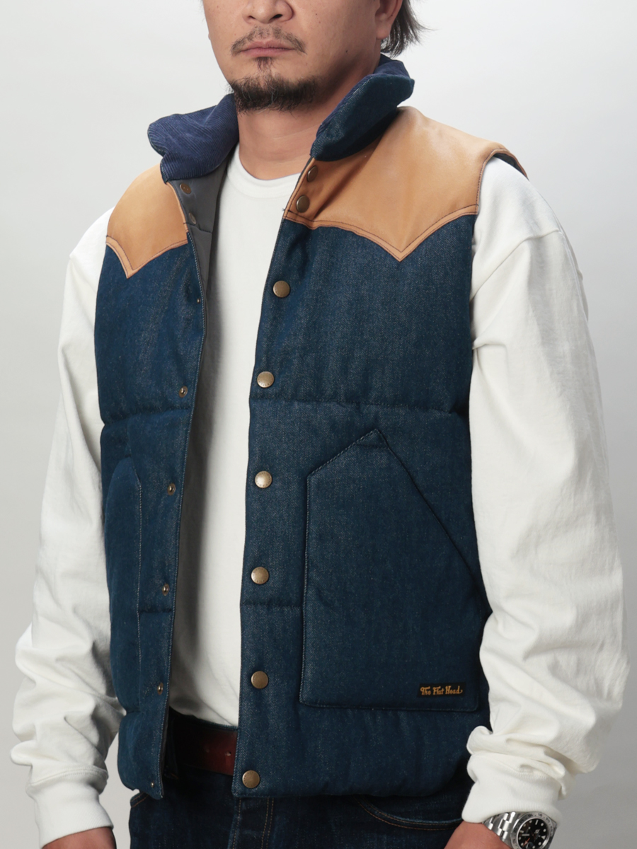 12.5oz デニムパフベスト FN-OJ-DPV001 | THE FLAT HEAD