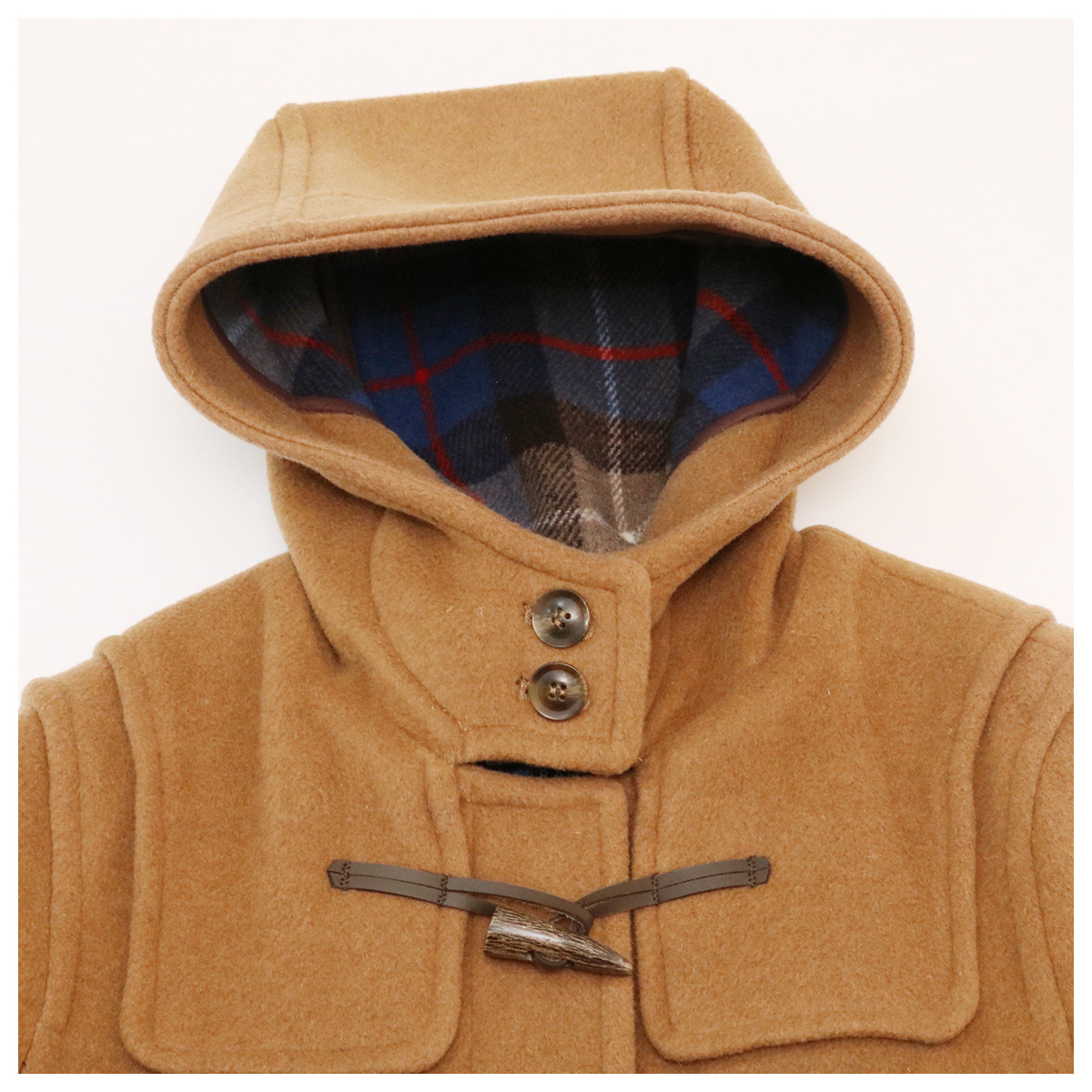 英国製ロングダッフルコート A09 Mid Navy ネイビー×チェック【LONDON