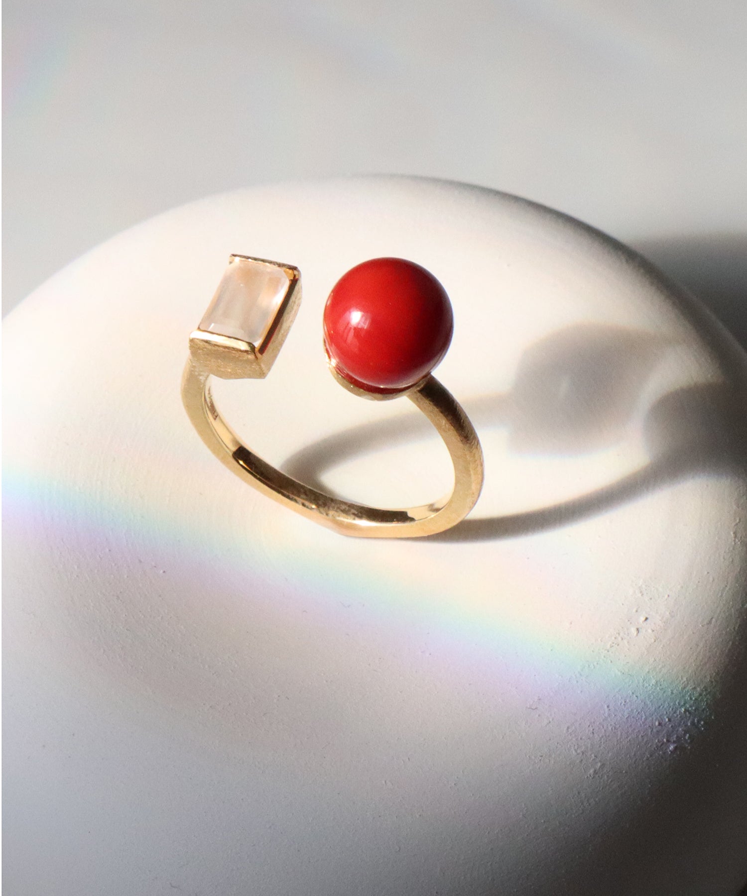 血赤珊瑚 ＆ ムーンストーン リング – Fruitsjolie
