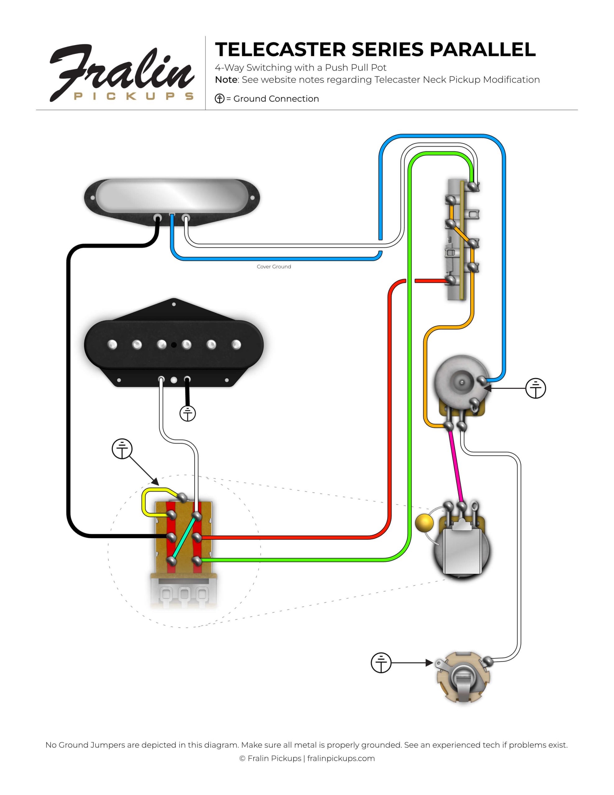 Fralin Pickups Wiring Diagrams - Telecaster 4-Way Switching - Push